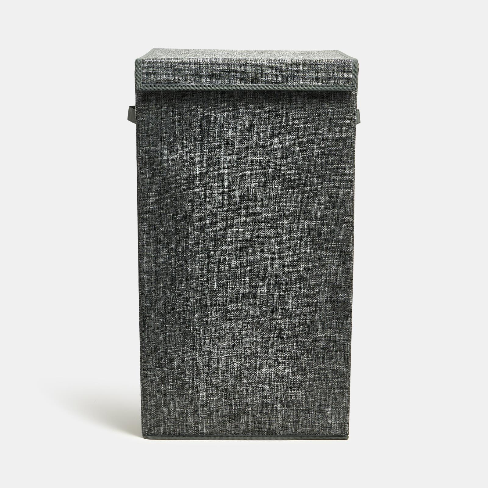 OHS Laundry Basket Faux Linen Folding Hamper Bag Clothes Bin Storage with Lid