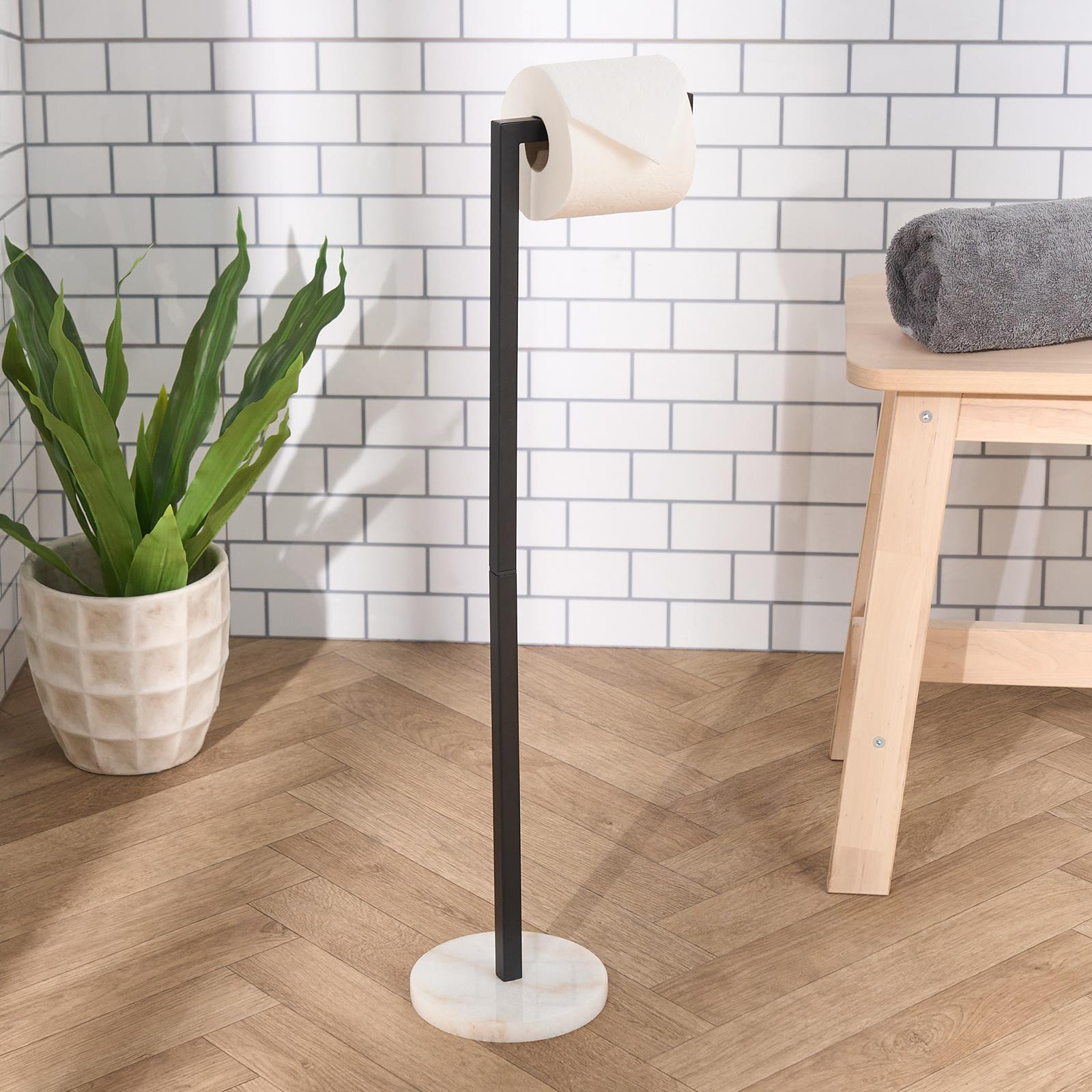 OHS Marble Toilet Roll Holder Stand Freestanding Tissue Paper Organiser