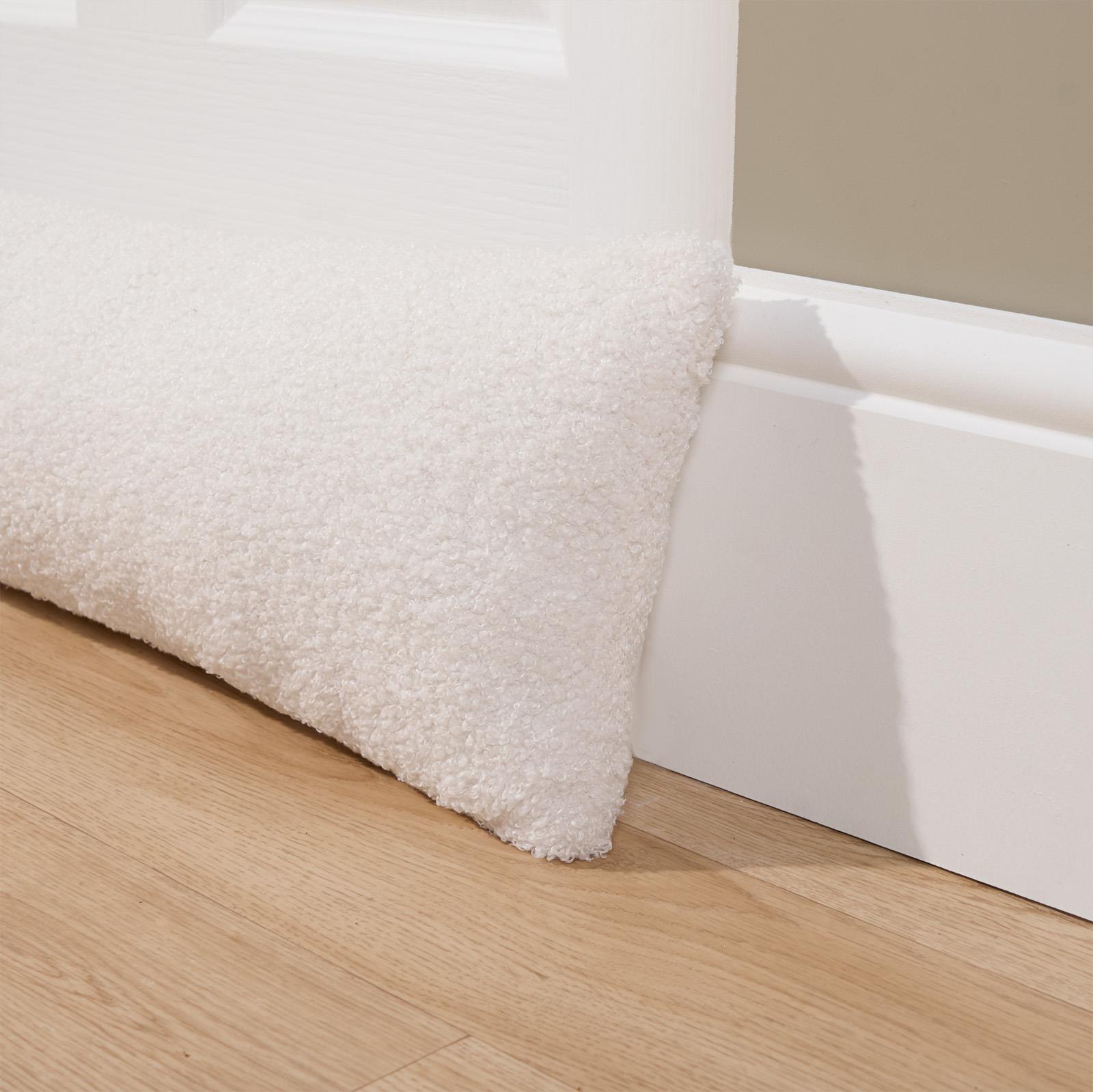 Fabric Boucle Door Draught Excluder Draft Window Seal Insulation Fleece Stopper