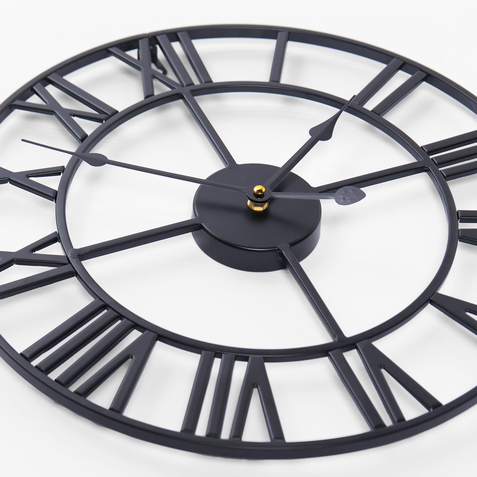Large Wall Clock Roman Numerals Skeleton Big Open Round Face Living Room Kitchen - Picture 6 of 23