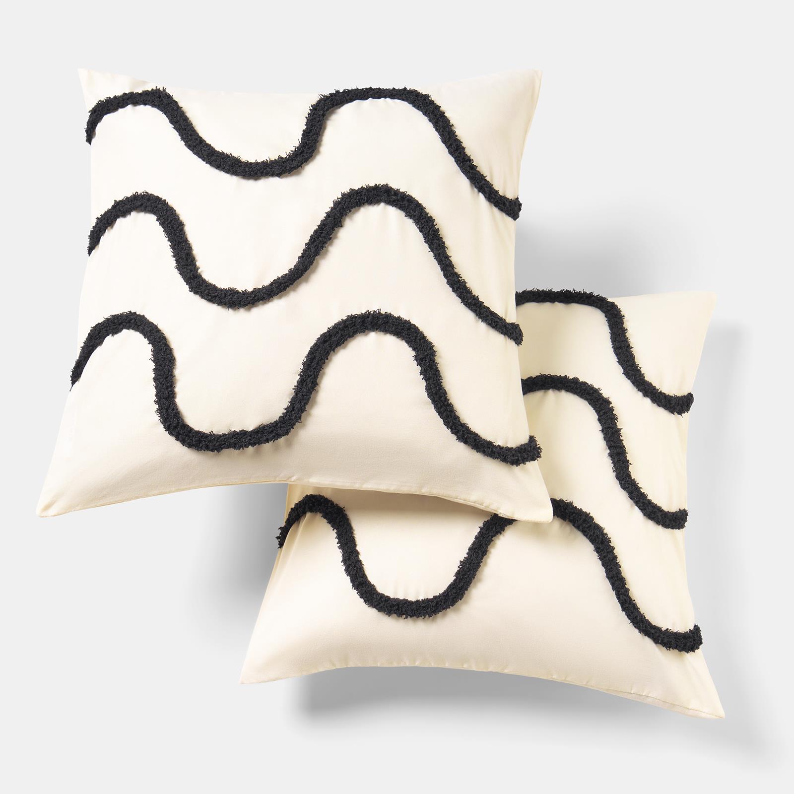 OHS Tufted Waves Cushion Covers 2 Pack Decorative Square Pillowcases