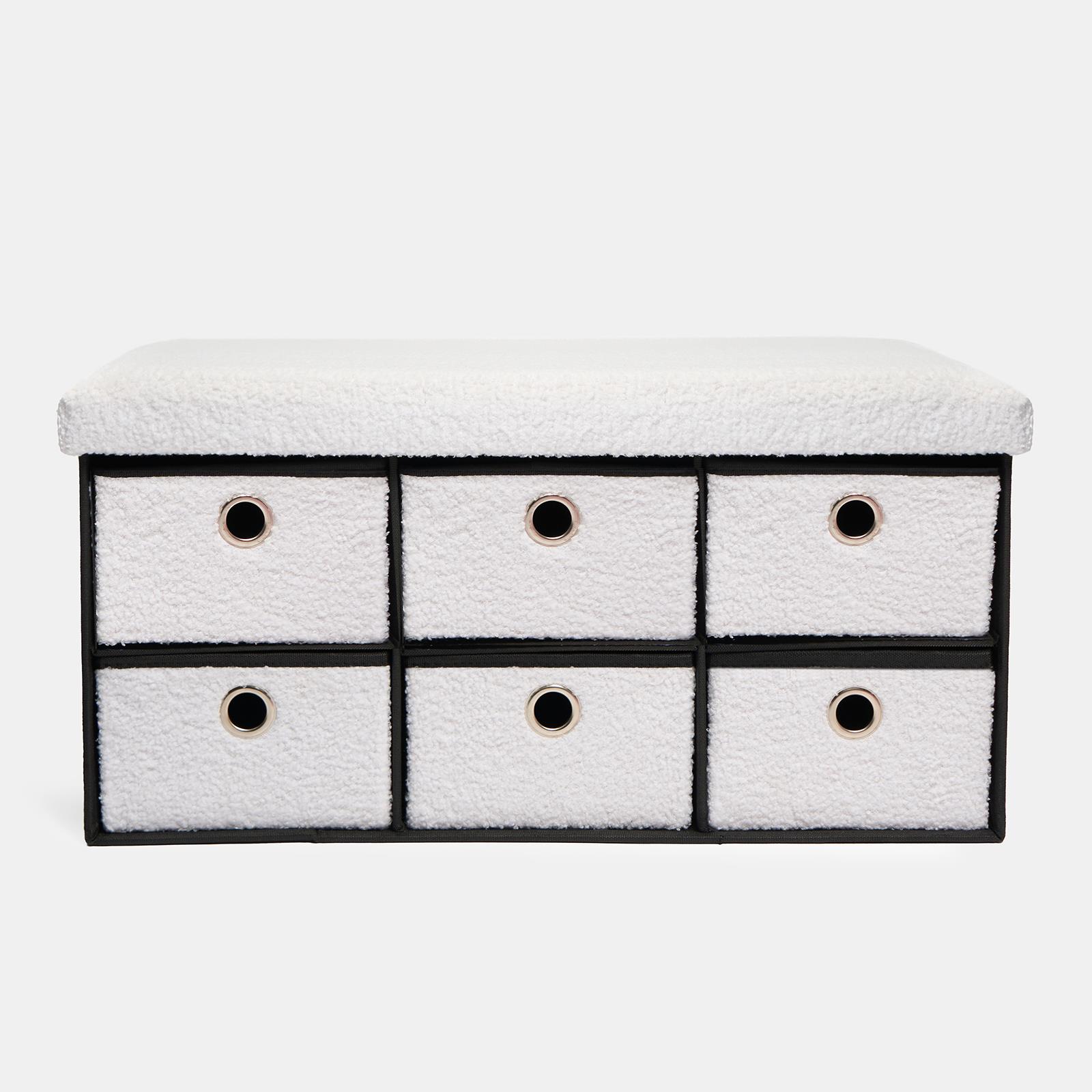 Storage Cube Unit 6 Draw Ottoman Space Saving Velvet Chest Shoe Boucle Organiser