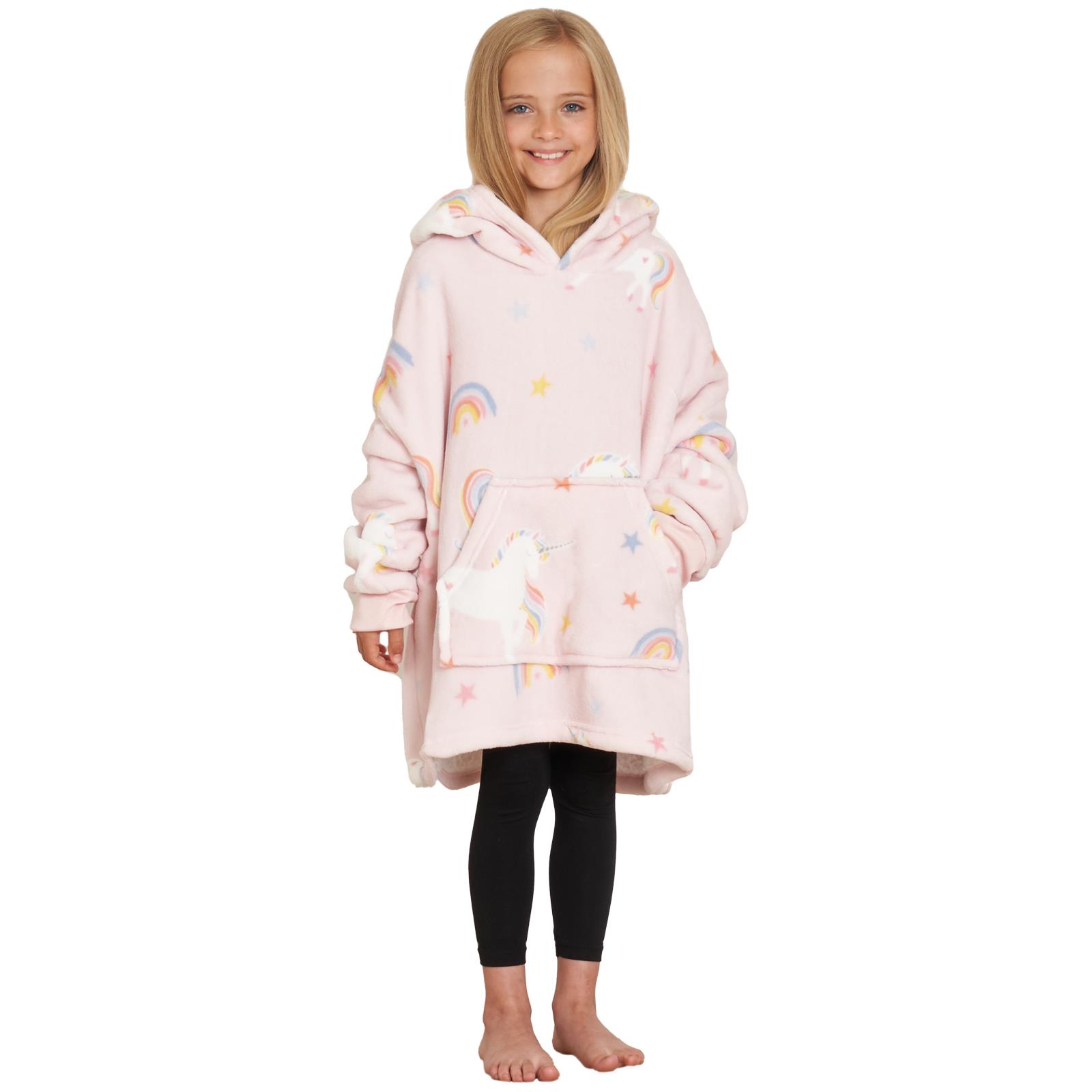 Kids Hoodie Blanket Oversized Sherpa Fleece Jumper Sweatshirt Soft Warm Throw - Picture 114 of 169