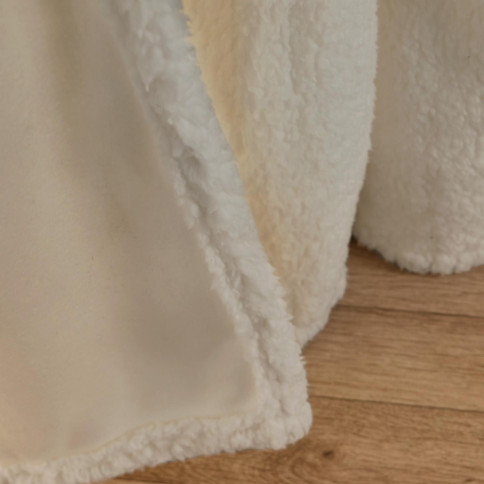 Teddy Fleece Eyelet Curtains Thermal Pair Ready Made Soft Thick Fabric Ring Top