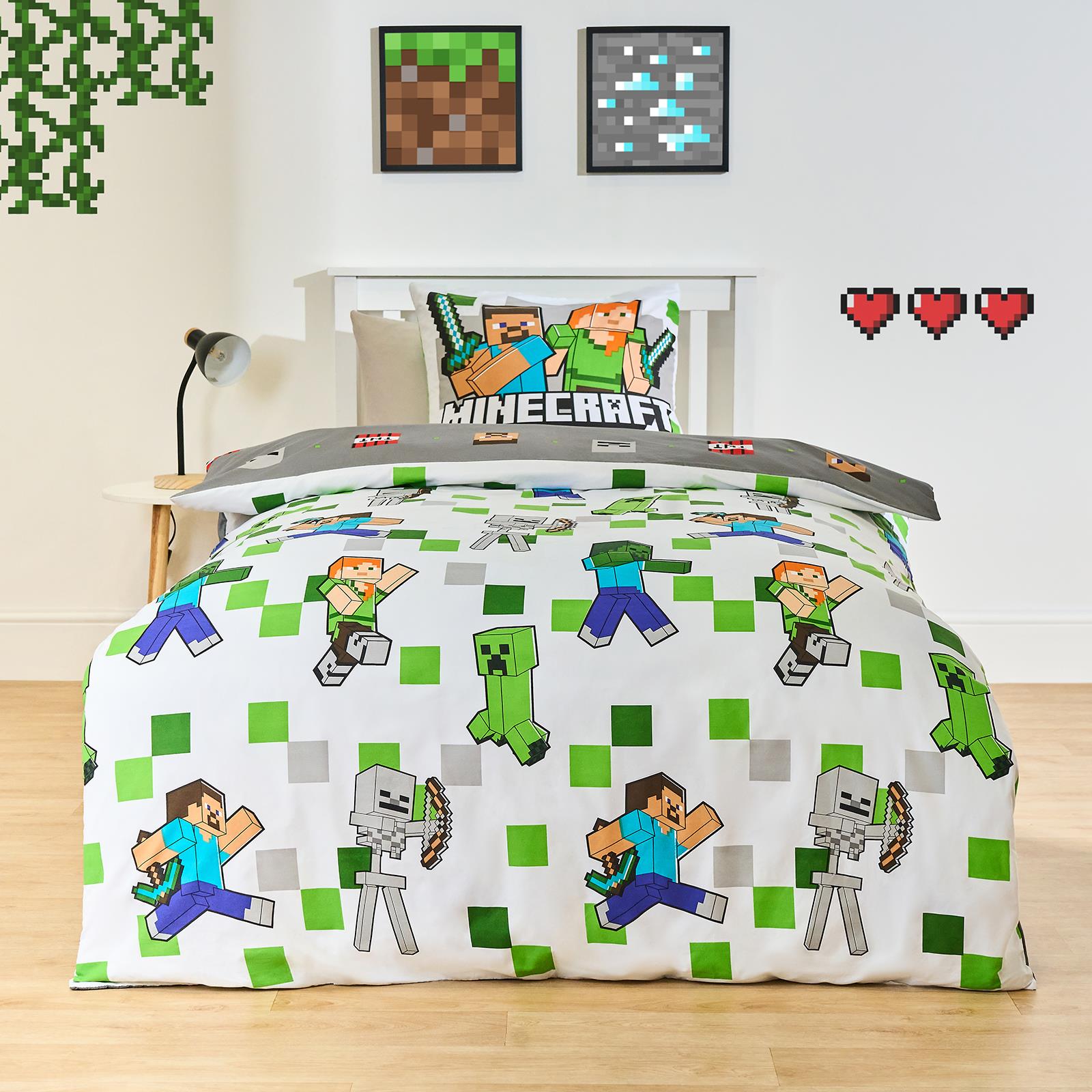 OHS x Minecraft Reversible Bedding Set Duvet Cover Pillowcase Kids