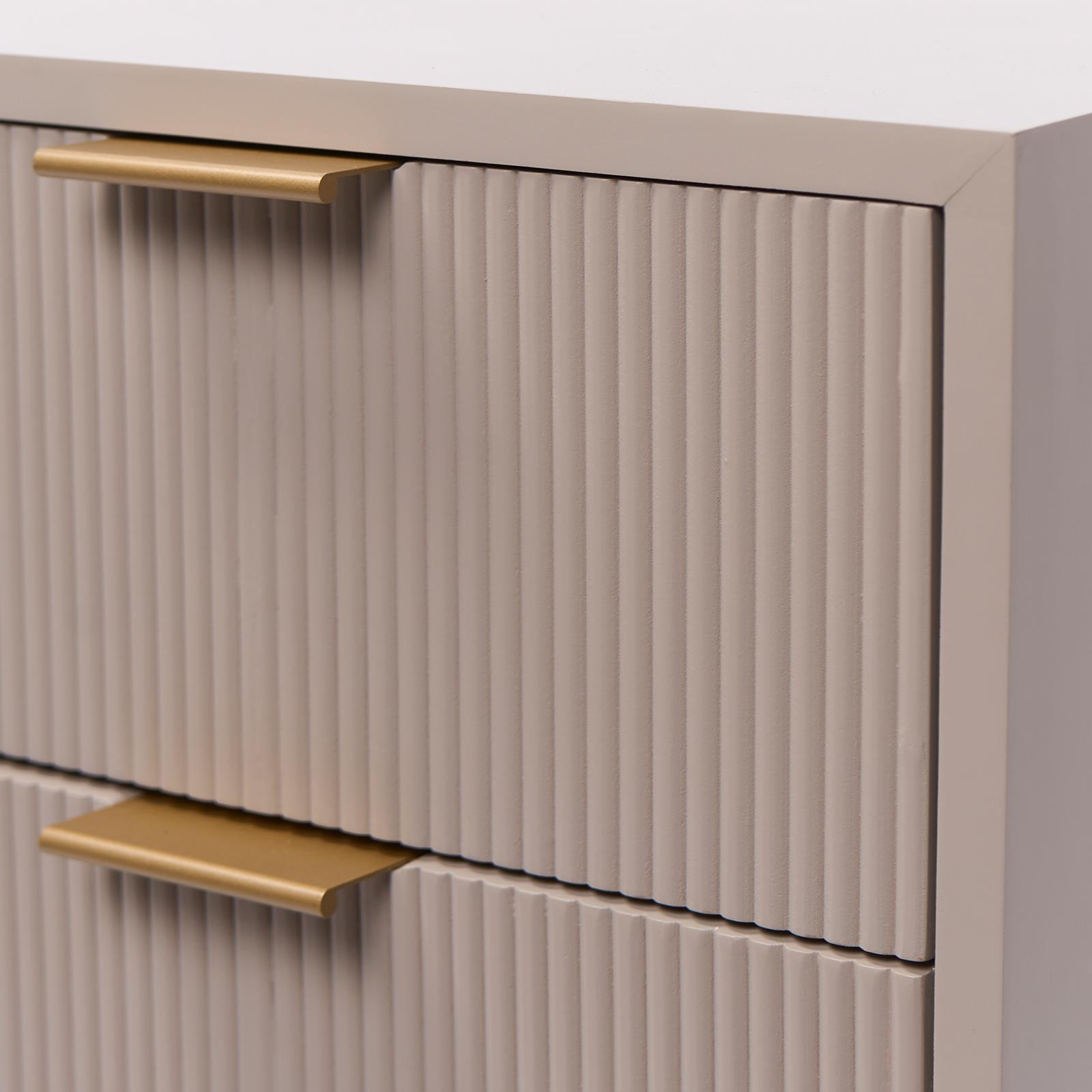 Ribbed Bedside Table Modern Bedroom 3/4 Draw Office Nightstand Living Room Unit - Picture 52 of 71