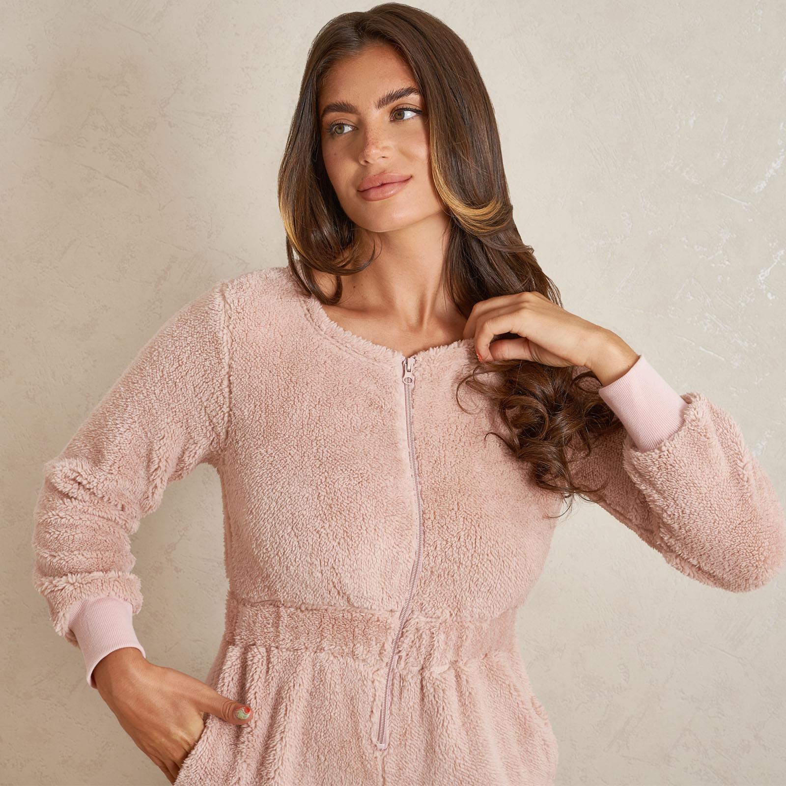 OHS Jumpsuit Teddy Fleece Long Elasticated Waist 1Onesie Warm Soft PJ Loungewear