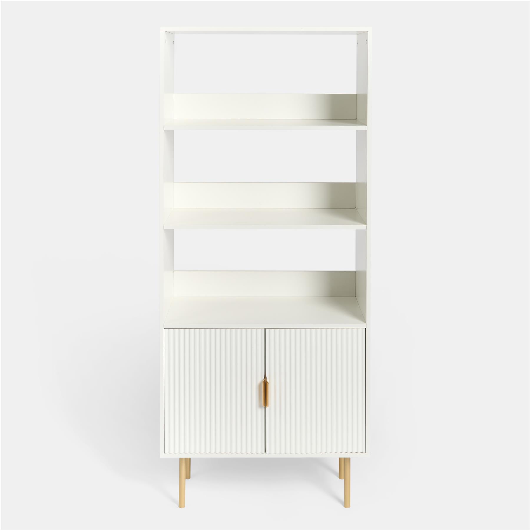 OHS Ribbed Display Cabinets 4 Tier Engineered Wood Shelf Storage Unit