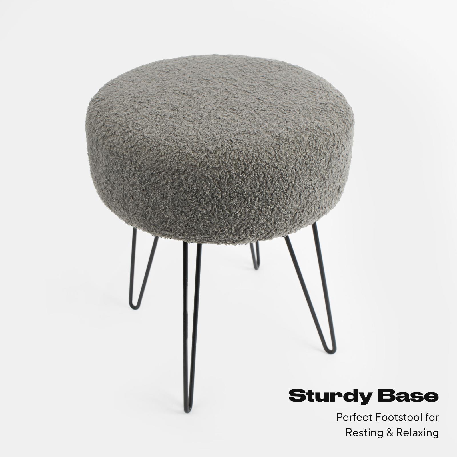 Stool Boucle Fleece Chair Dressing Table Vanity Seat Pouffe Home Spa Foot Rest