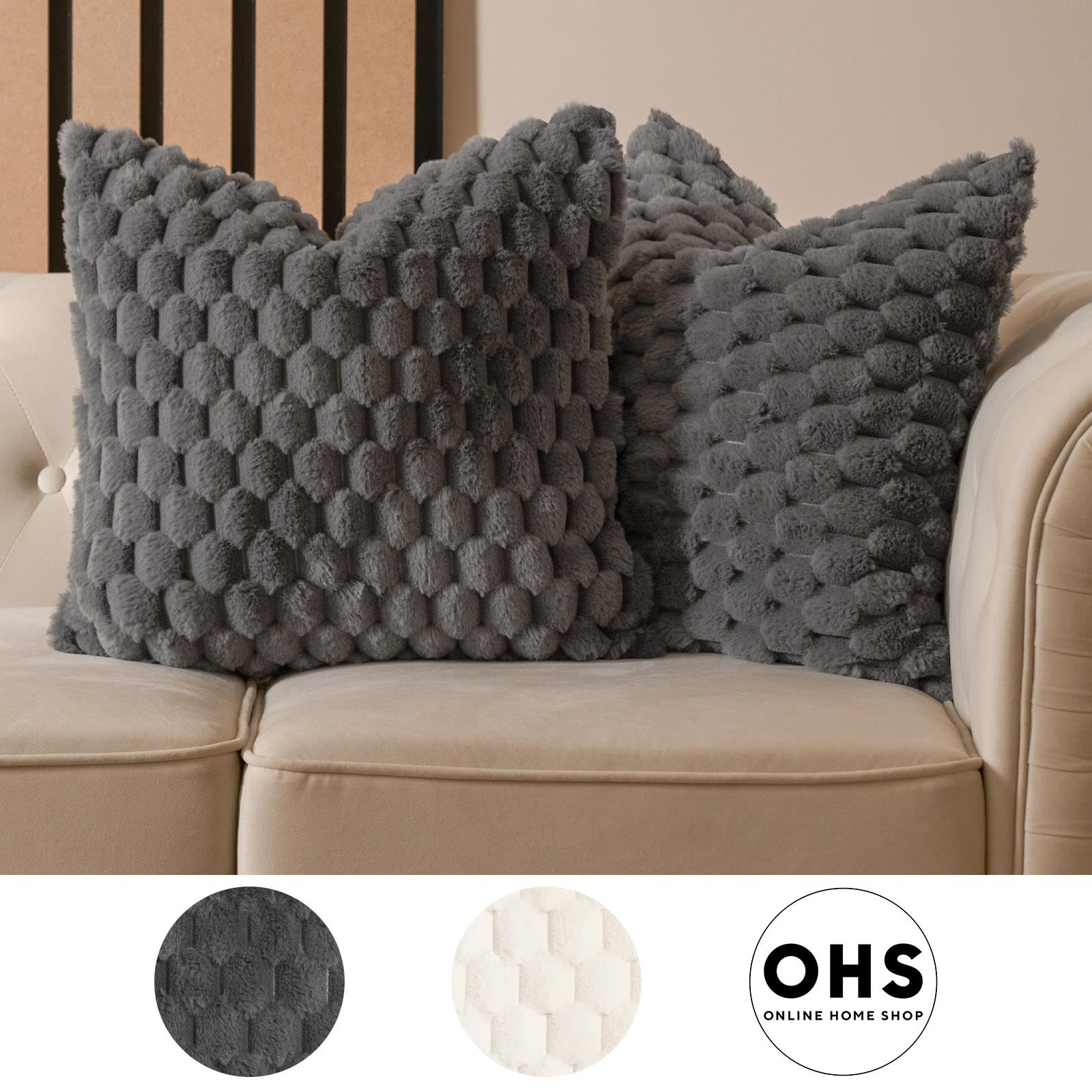 OHS Waffle Cushion Covers Faux Fur Soft Fleece Square Pillowcases Home Decor