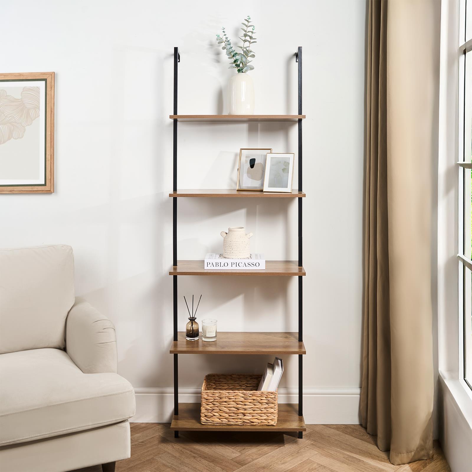 OHS 5-Tier Floating Shelf Wall Rack Display Unit Space Saving Home Decor