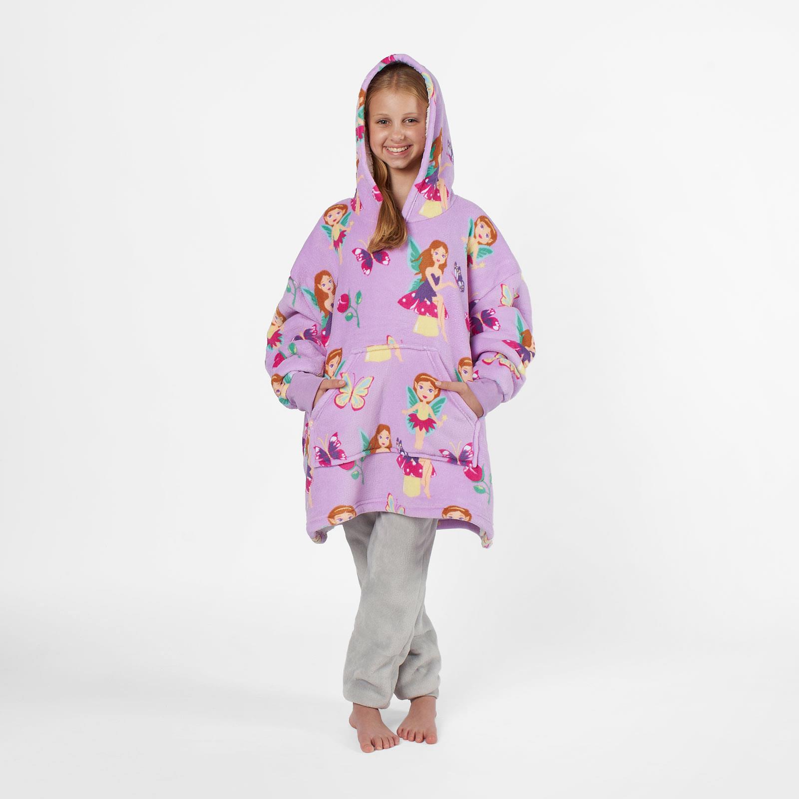 Kids Hoodie Blanket Oversized Sherpa Fleece Jumper Sweatshirt Soft Warm Throw - Picture 52 of 169