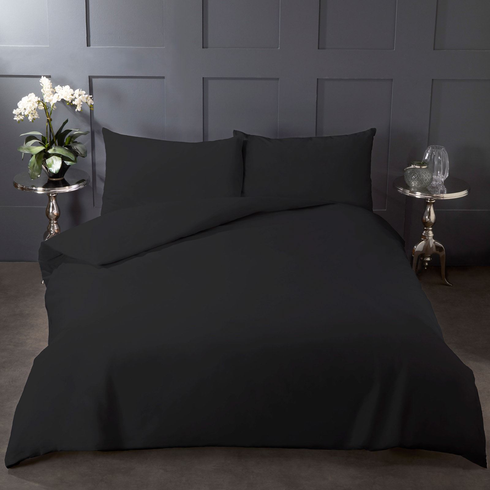 Highams Pure 100 Cotton Duvet Cover and Pillowcase Bedding Set Grey White Black eBay