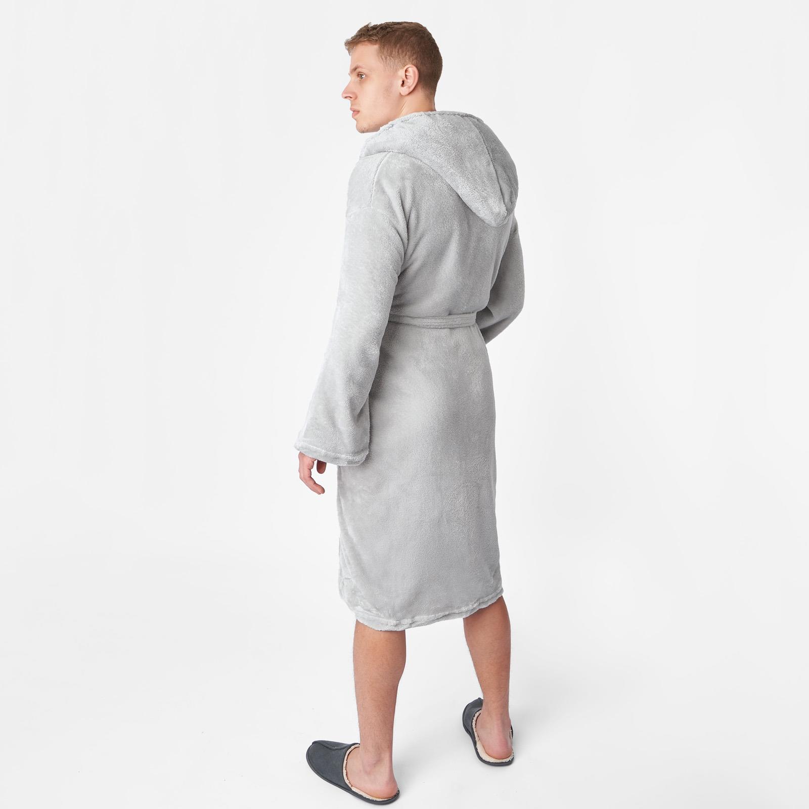 Sienna Mens Dressing Gown Long Hooded Soft Flannel Fleece Sherpa