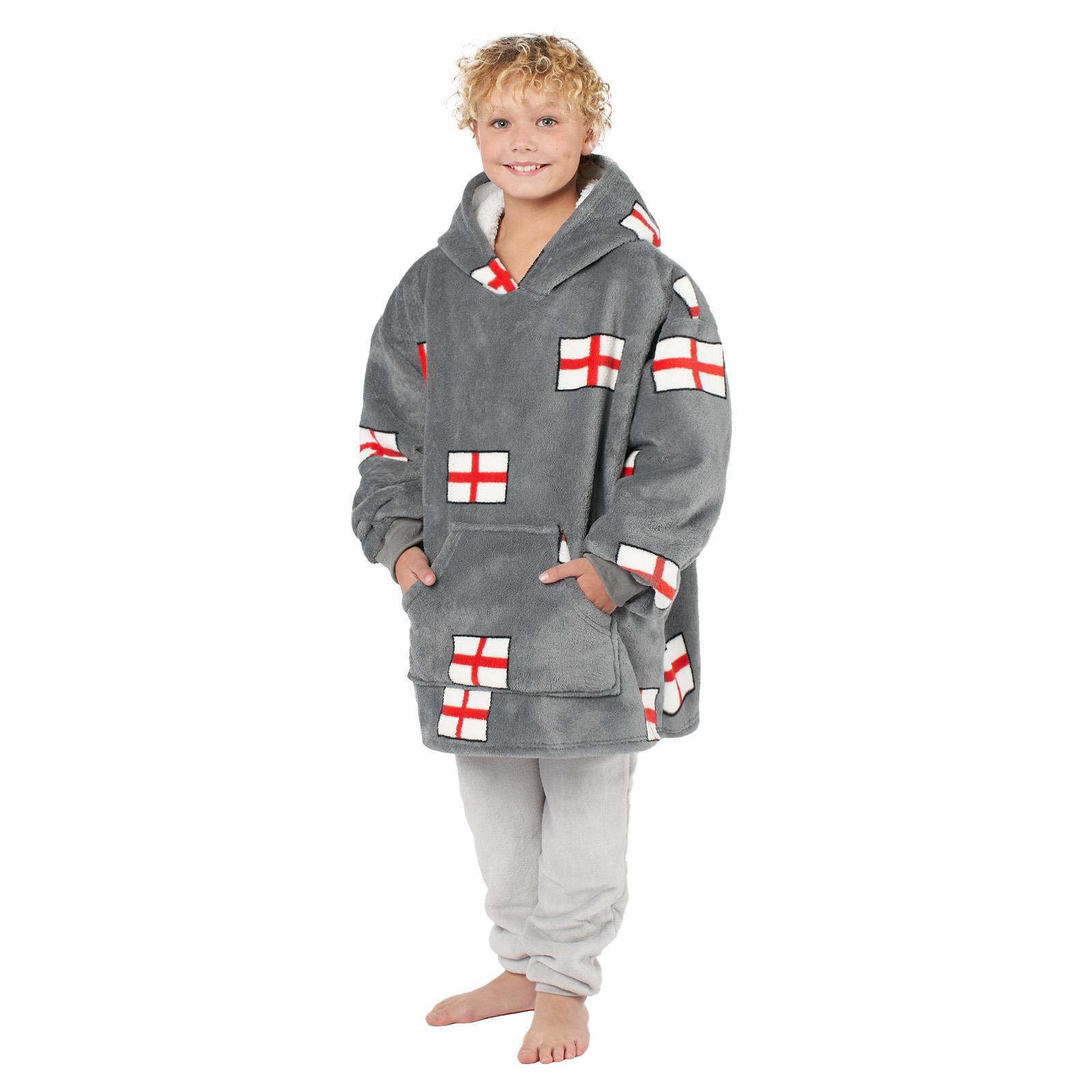 Kids Hoodie Blanket Oversized Sherpa Fleece Jumper Sweatshirt Soft Warm Throw - Picture 35 of 169