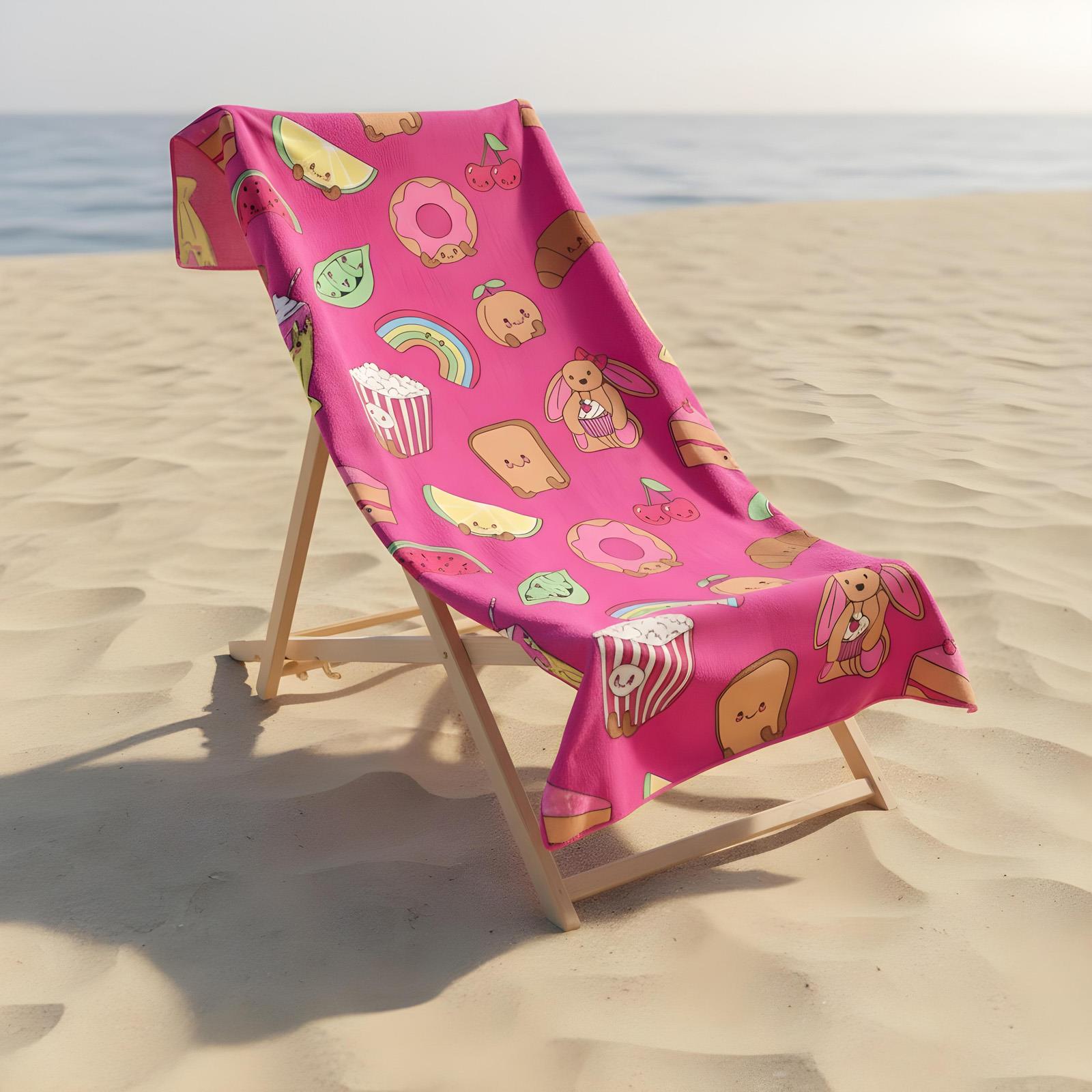 OHS Print Beach Towel Microfibre Quick Dry Bath Holiday Gym Travel Sport