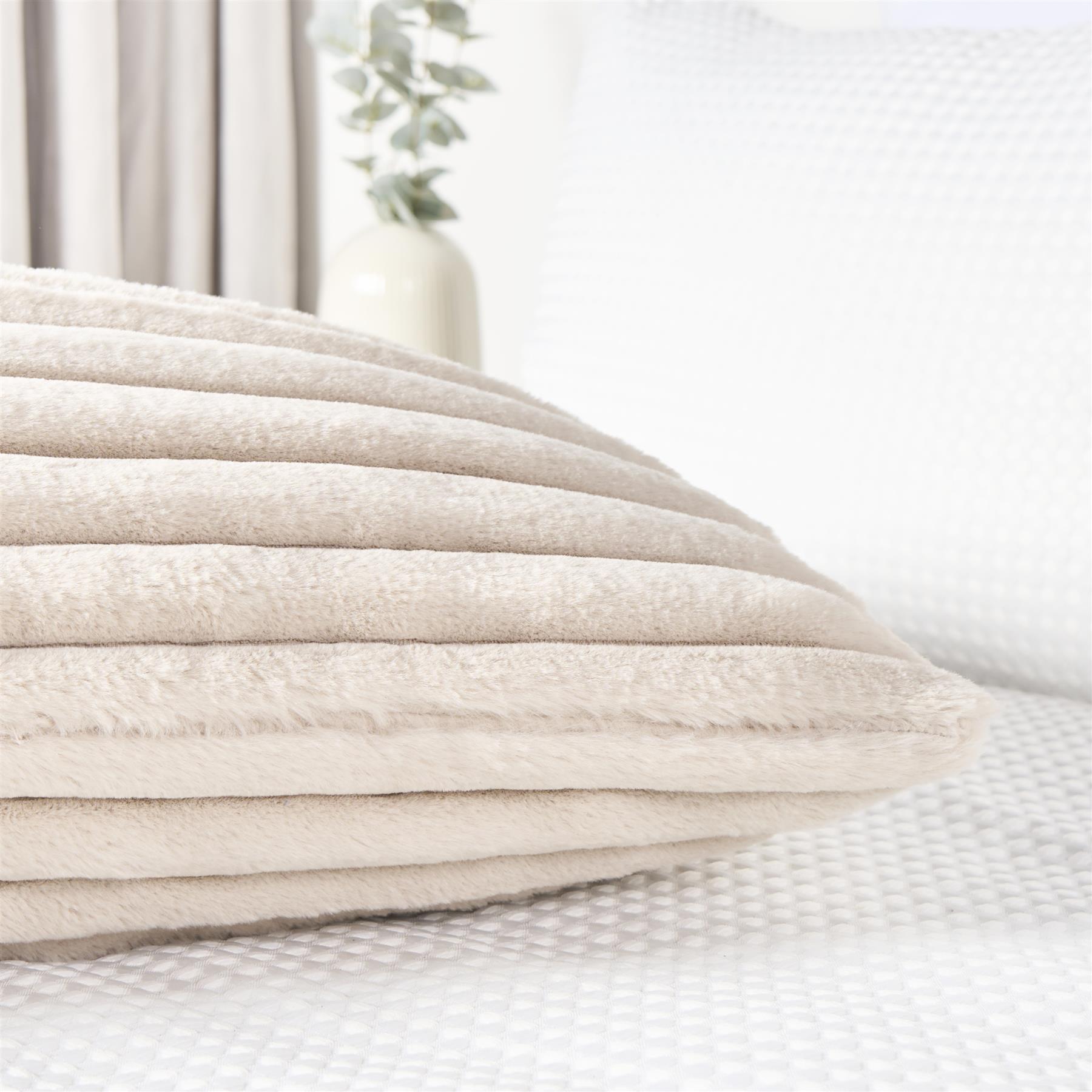 OHS Ribbed Bolster Pillow Faux Fur Long Luxury Soft Maternity Support Cushion