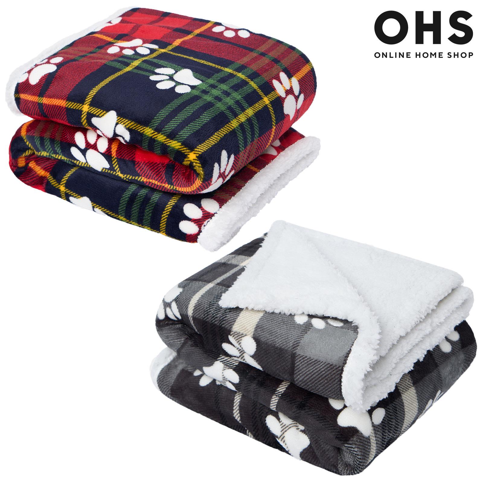 Check Fleece Pet Blanket Throw Over Bed Supersoft Plush Sherpa Warm Chair Sofa