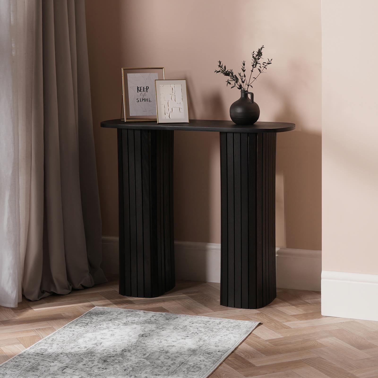 OHS Madison Console Table Ribbed Engineered Wood Entryway Display Unit Decor