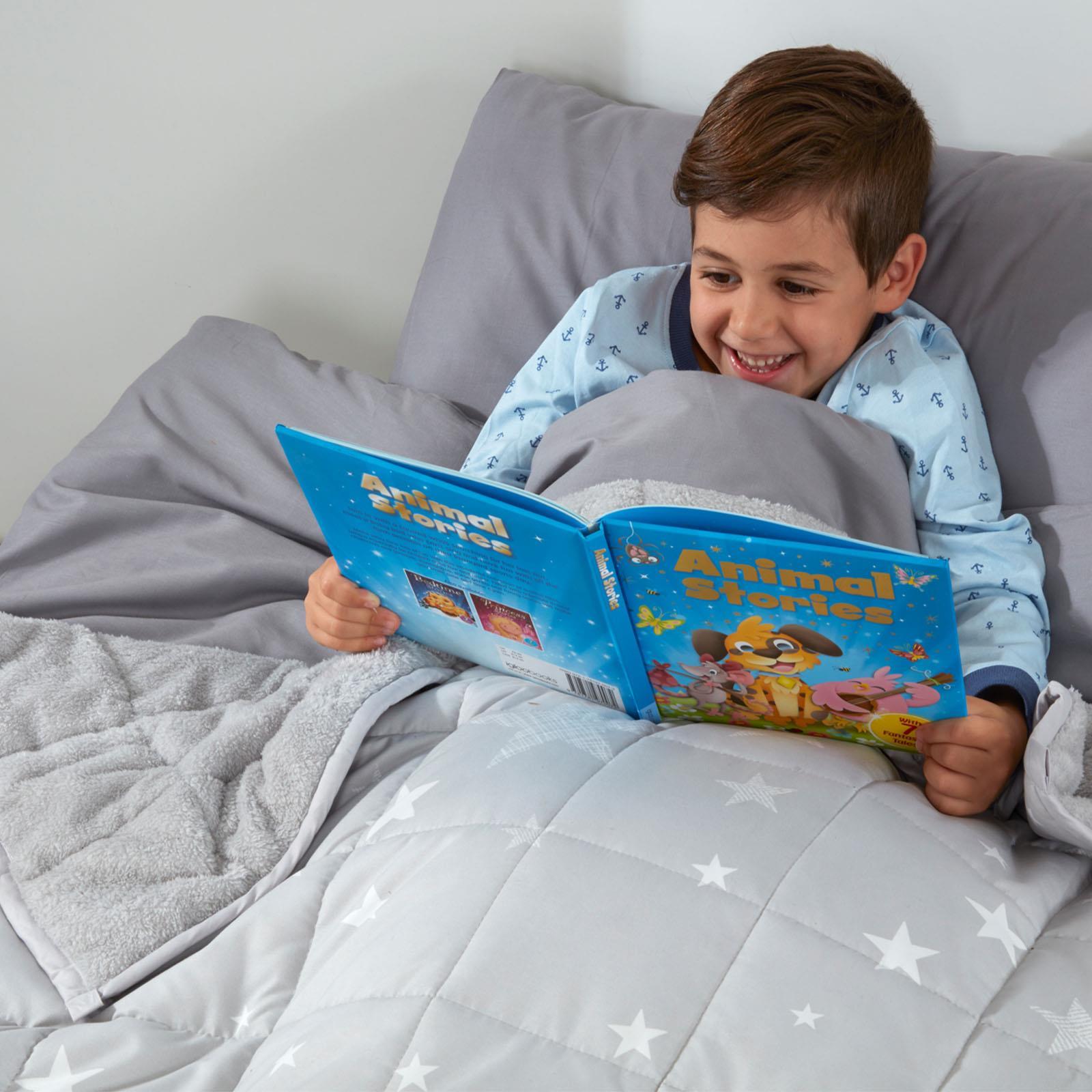 OHS Kids Teddy Fleece Weighted Blanket Printed Sleep Therapy Anxiety Throw