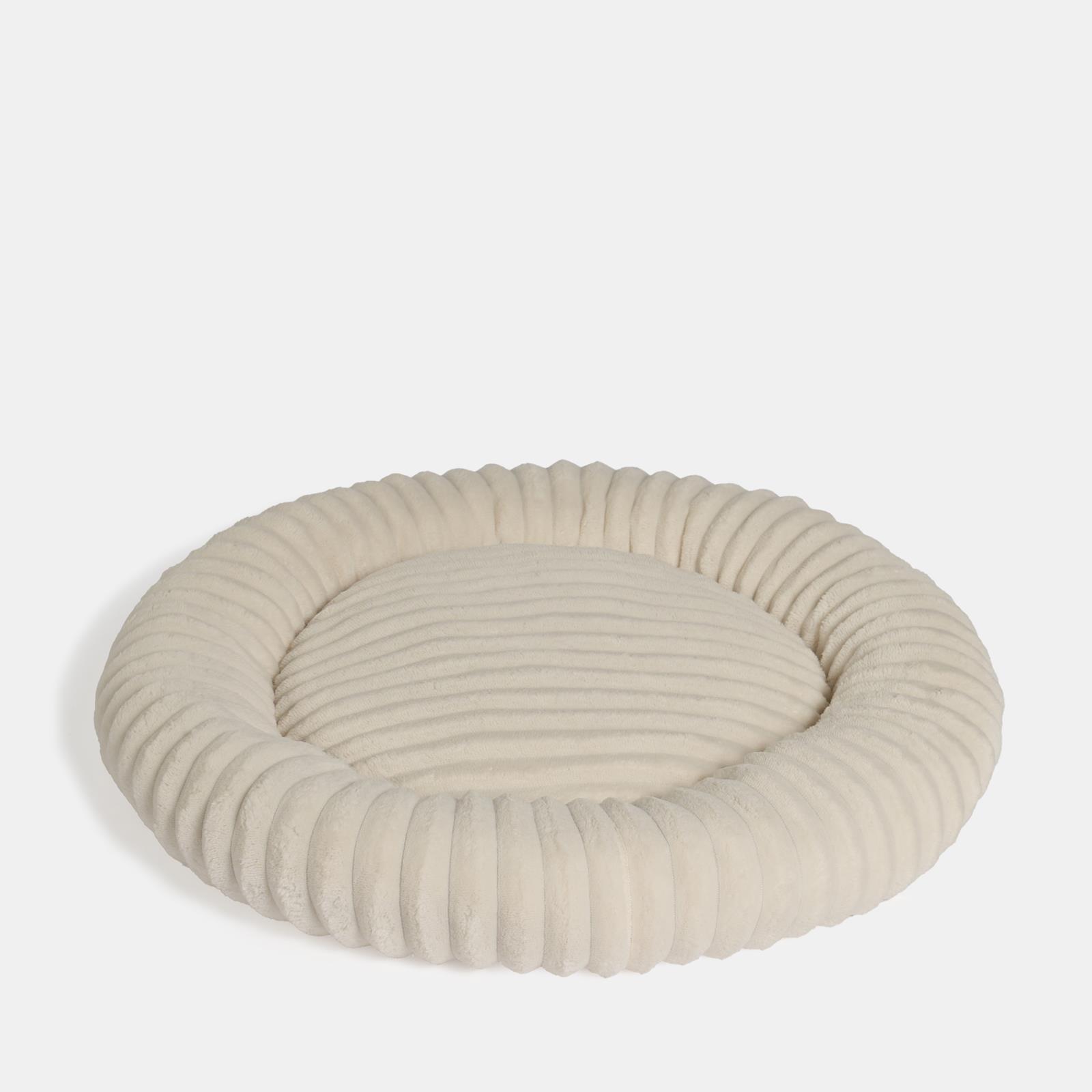 OHS Ribbed Pet Bed Soft Fleece Round Calming Anti Anxiety Cushion for Dog Cat