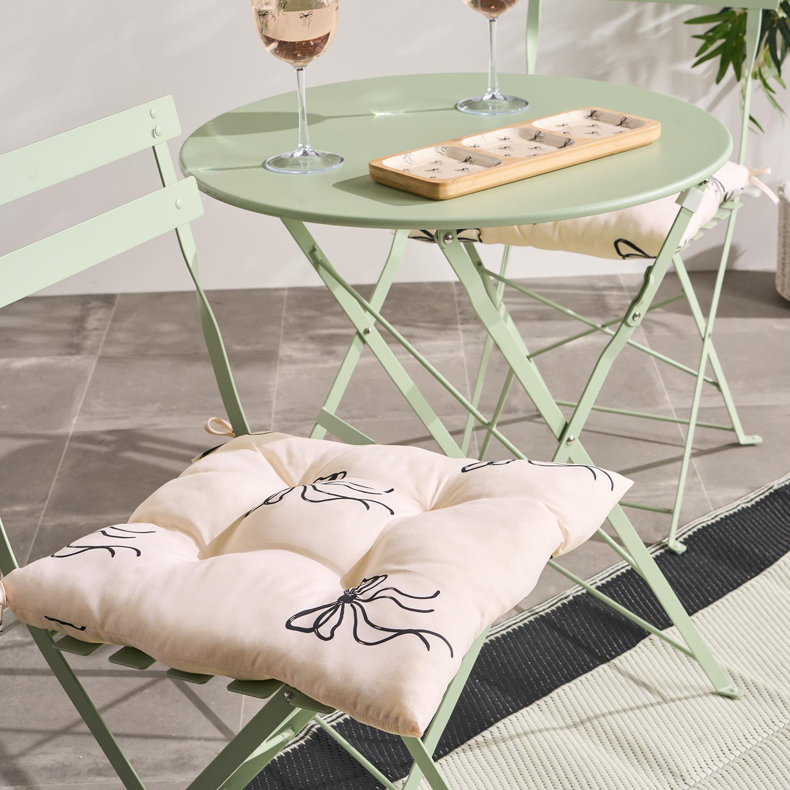 OHS Seat Pads 2 Water Resistant Outdoor Cushions Garden Chair Covers Ties