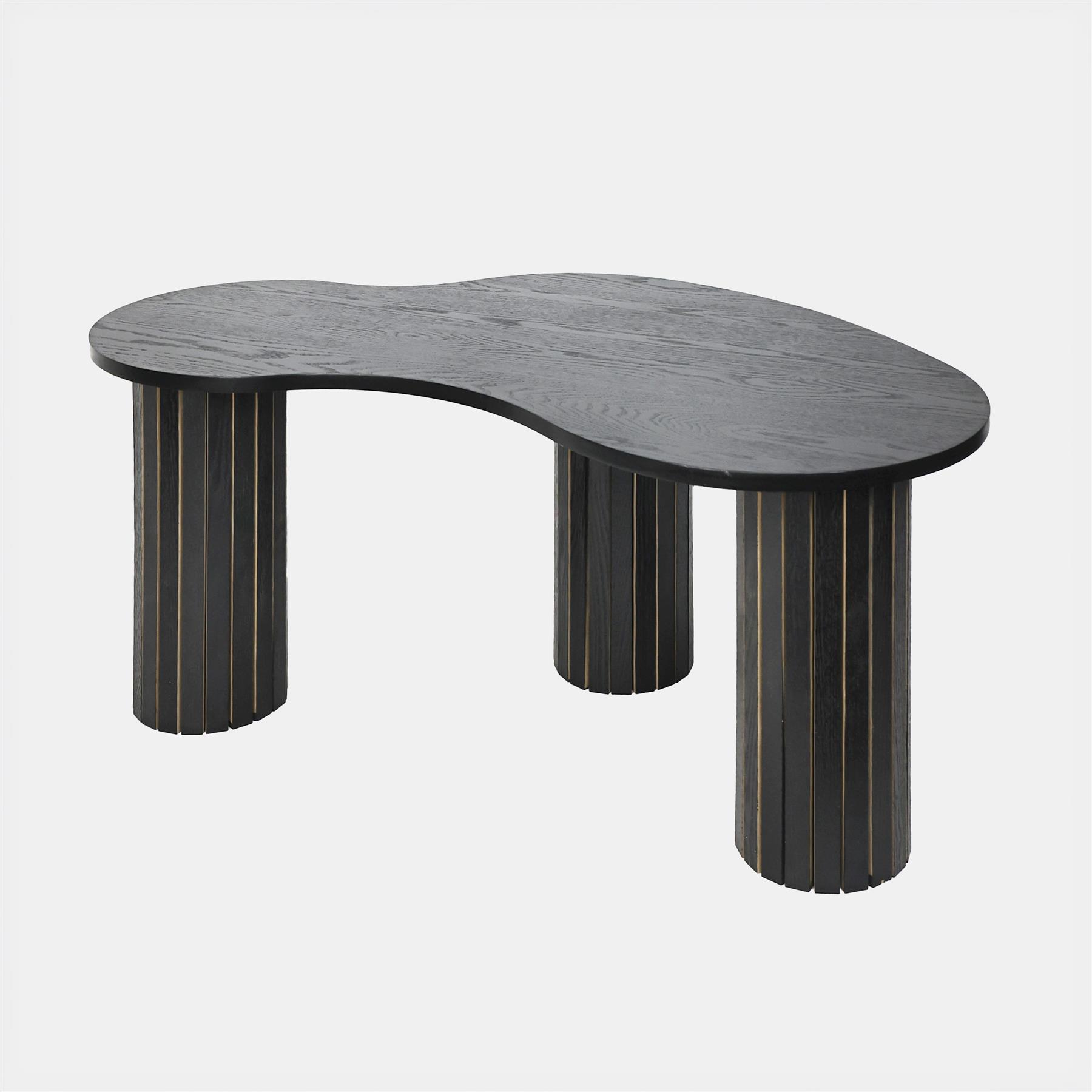 OHS Madison Coffee Table Ribbed MDF Irregular Living Room Home Decor