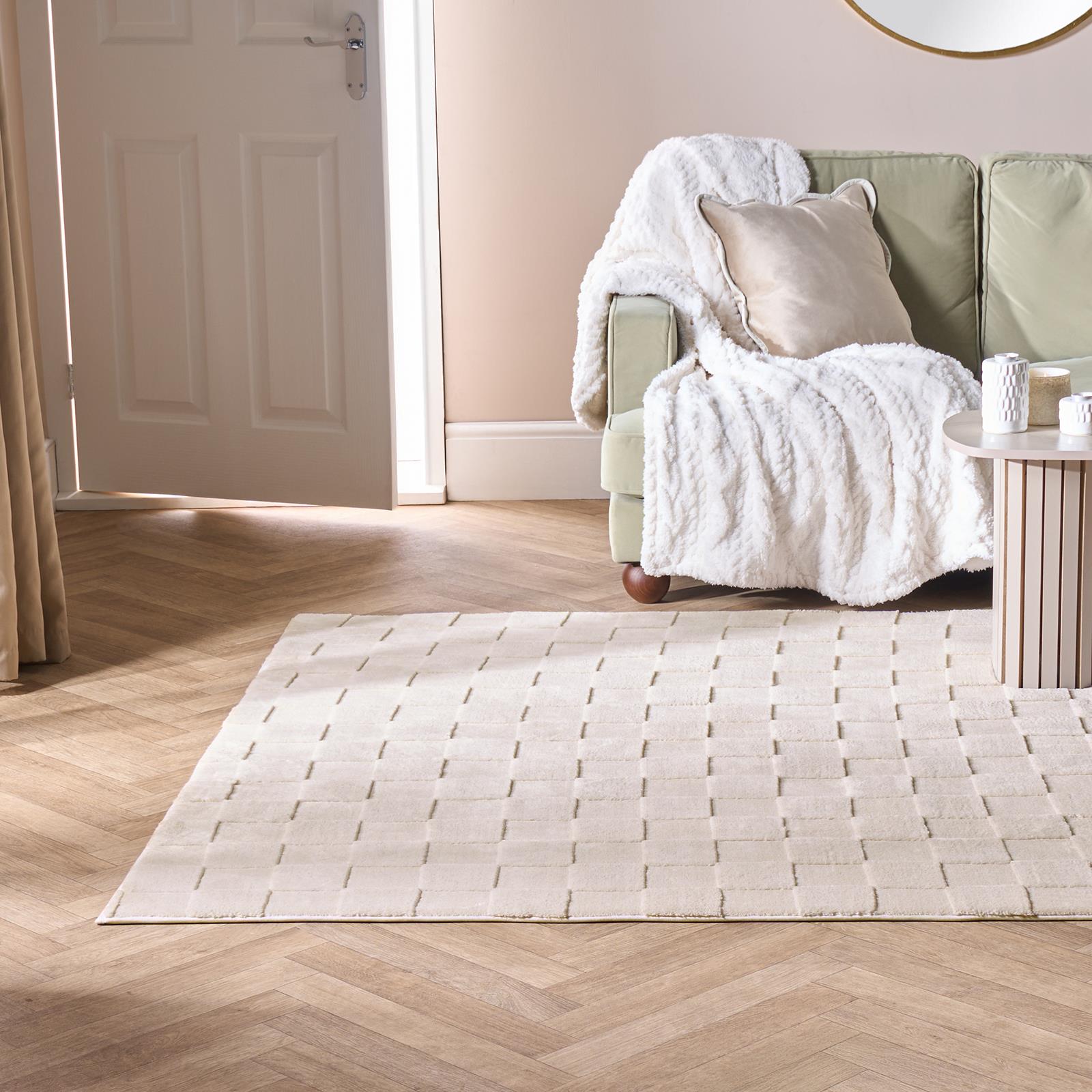OHS Checkerboard Rug Non Slip Soft Modern Carpet Living Room Bedroom