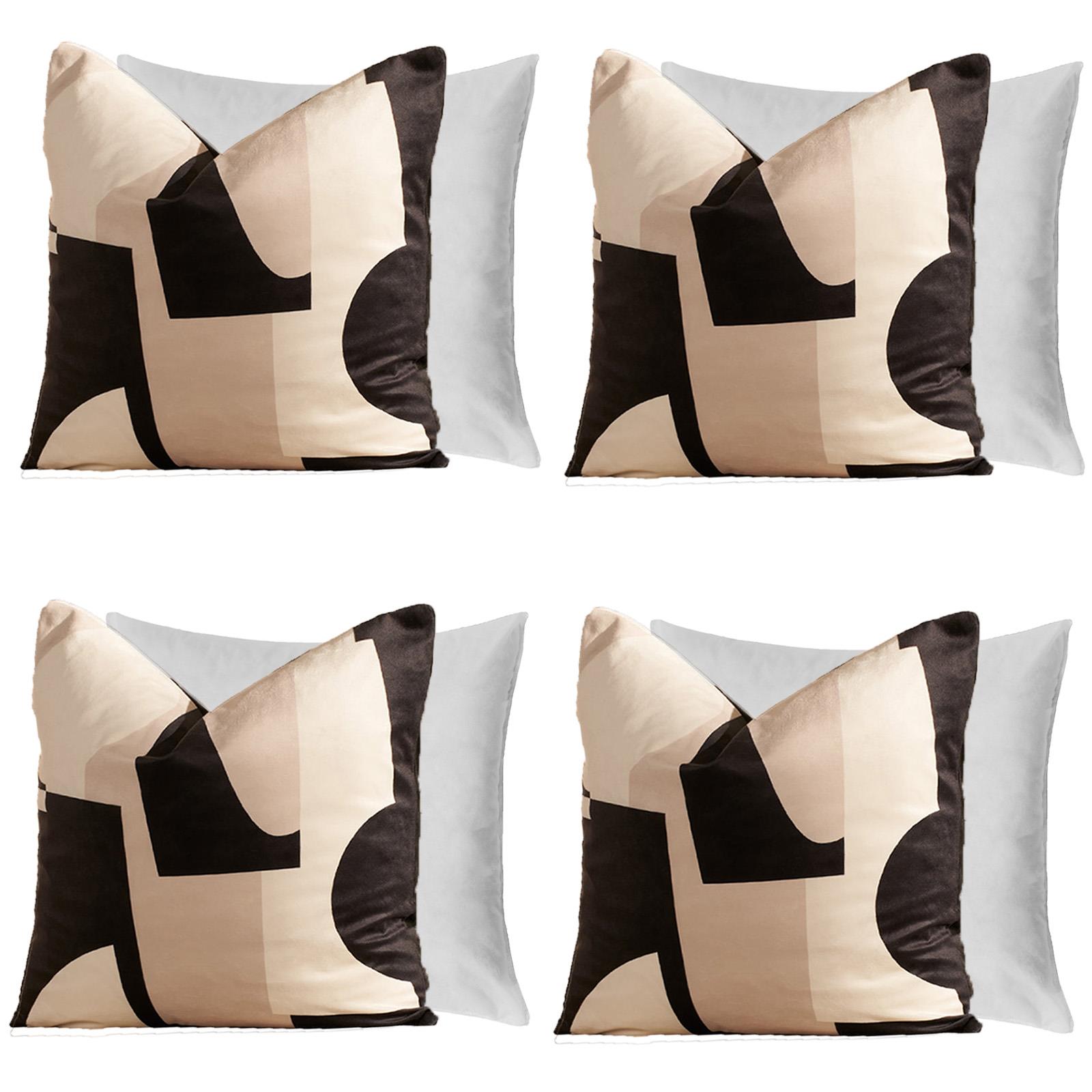 Abstract Cushion Covers Geo Matte Velvet Inner Pads 18 x 18 2/4 Pack Sofa Seat - Picture 11 of 13