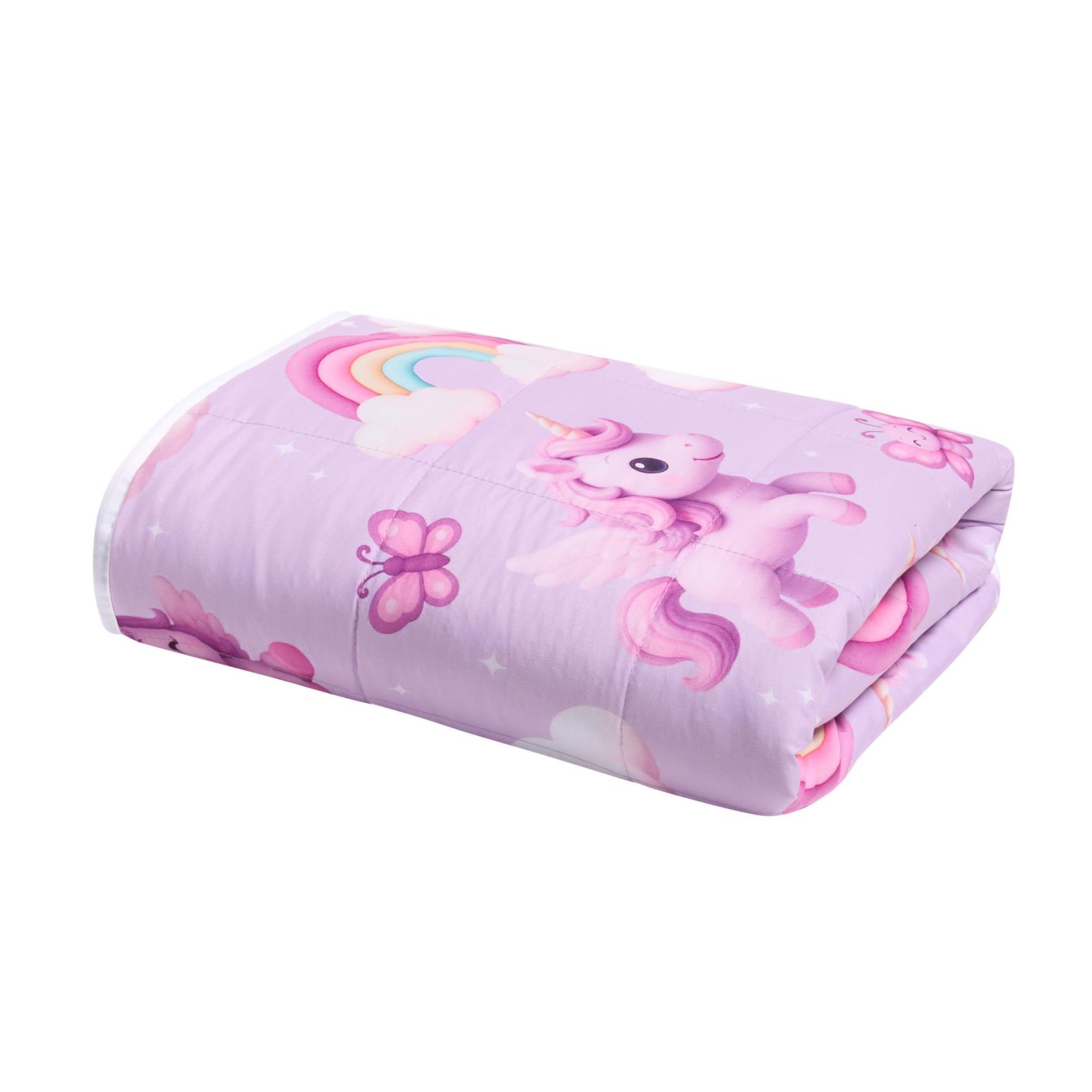 OHS Unicorn Weighted Blanket Kids 3kg Quilted Throw Sensory Sleep Therapy