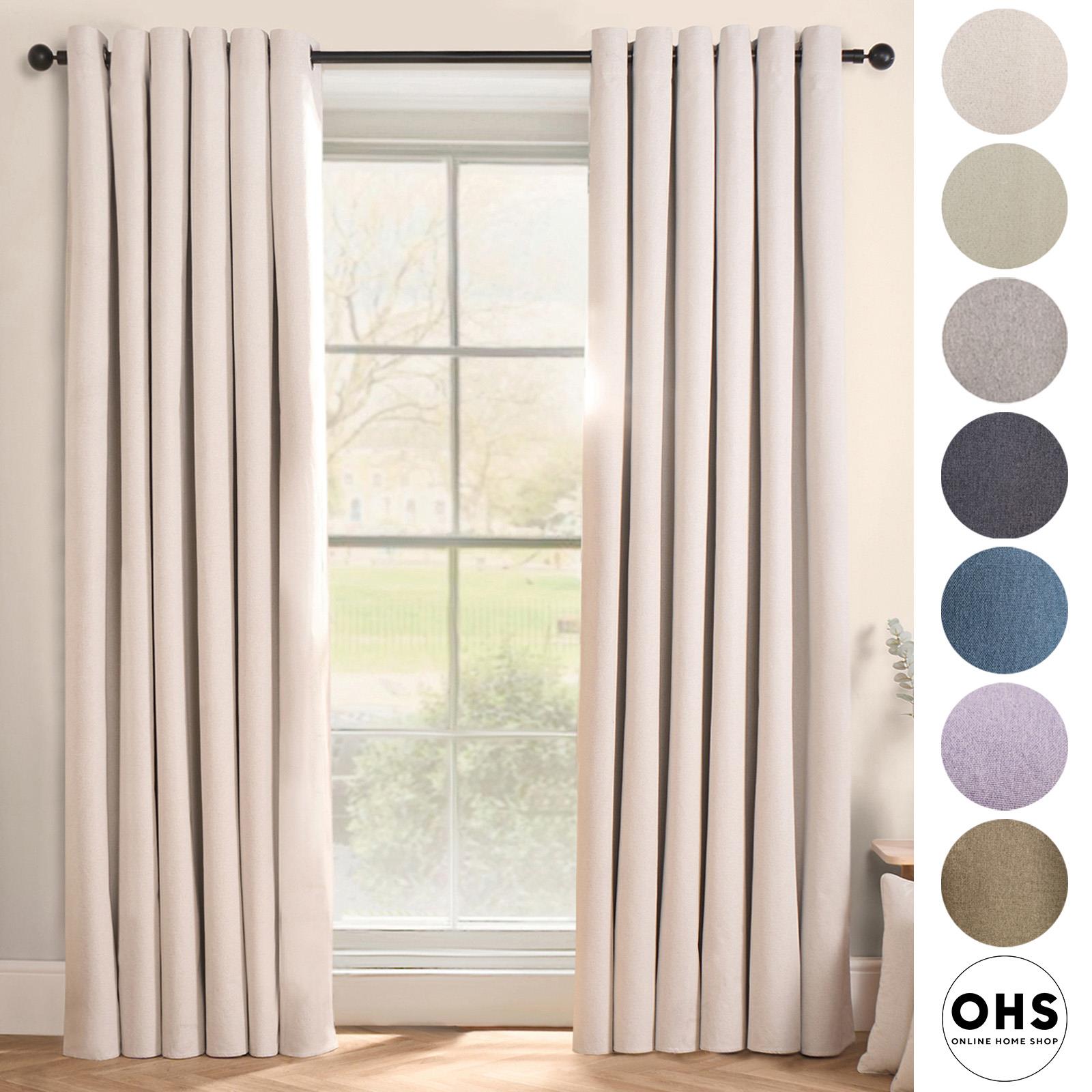 OHS Eyelet Blackout Curtains Woven Ready Made Ring Top Thermal Texture Thick