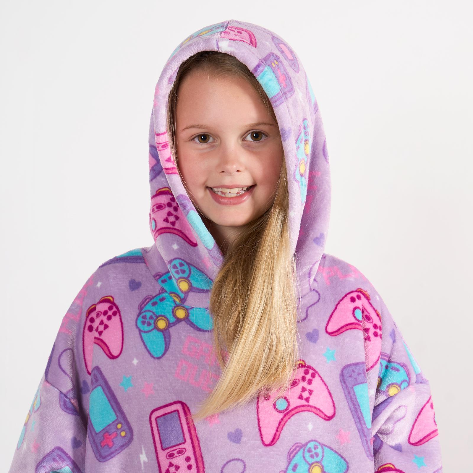 Kids Hoodie Blanket Oversized Sherpa Fleece Jumper Sweatshirt Soft Warm Throw - Picture 56 of 169