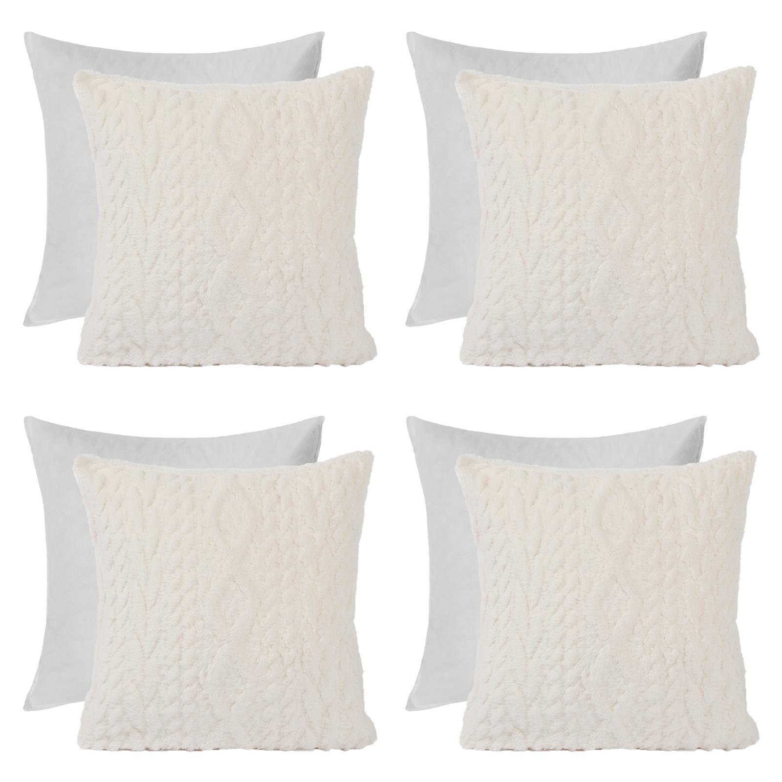OHS Cable Knit Cushion Covers 2 Pack Sherpa Square Pillowcases Home Decor