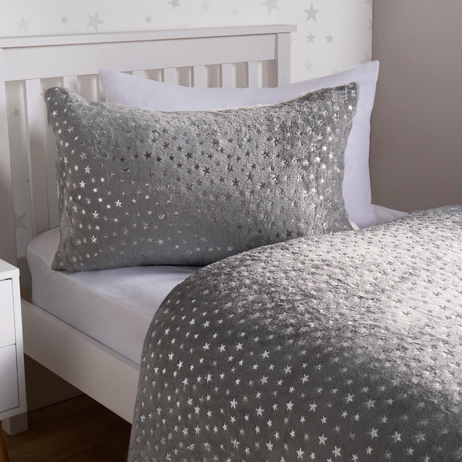 Star Fleece Duvet Cover Bedding Set Metallic Foil Pillowcase Quilt Single Double