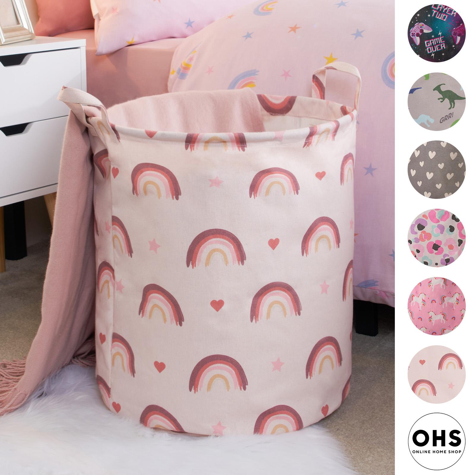 OHS Kids Laundry Basket Clothes Storage Toy Organiser Pop Up Hamper Bag Handles
