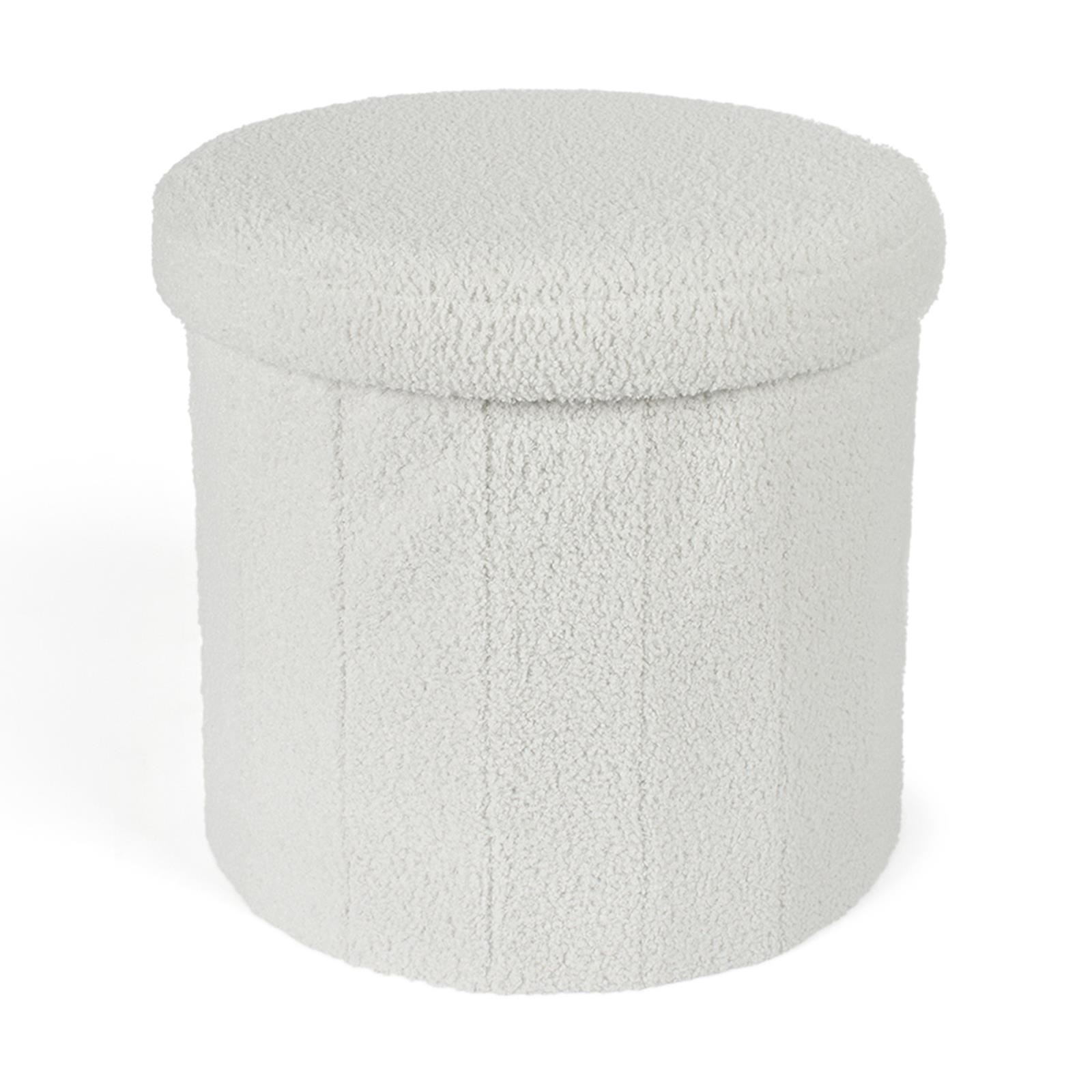 Ottoman Storage Box Folding Footstool Space Saving Boucle Teddy Fleece Seat Tub - Picture 27 of 34