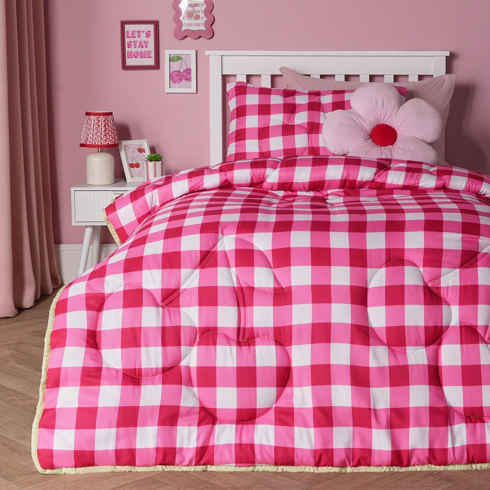 OHS Cherry Bows 7.5 Tog Coverless Duvet with Pillowcase Winter Warm Bedding Set