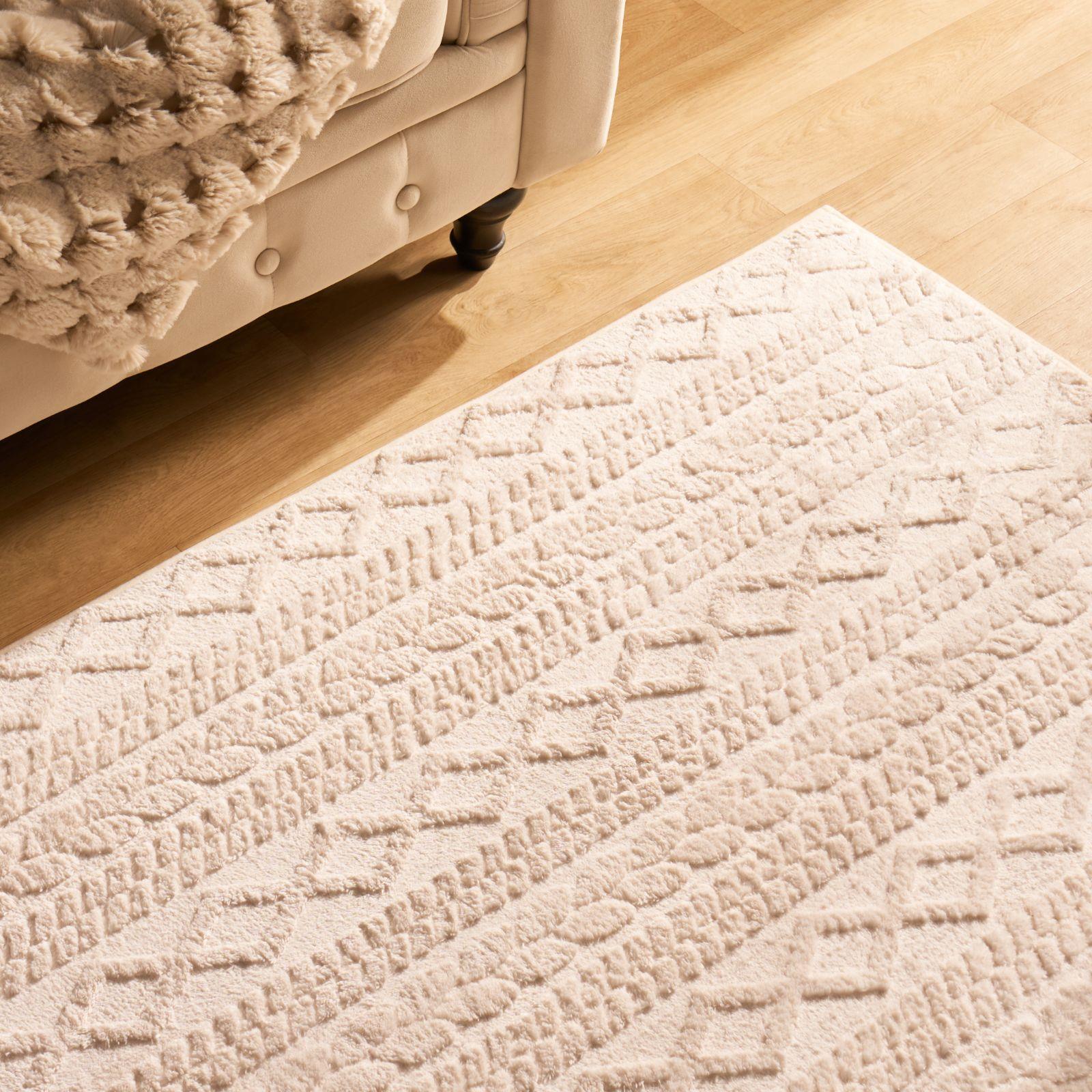 OHS Cable Knit Rug Non Slip Jacquard Floor Carpet Hallway Runner