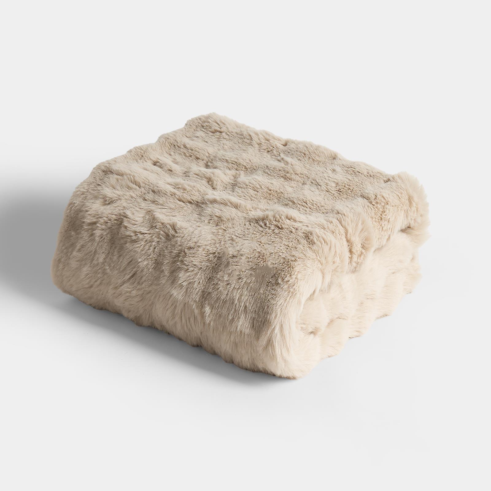 OHS Throw Bubble Faux Fur Blanket Winter Soft Warm Fleece Bedspread