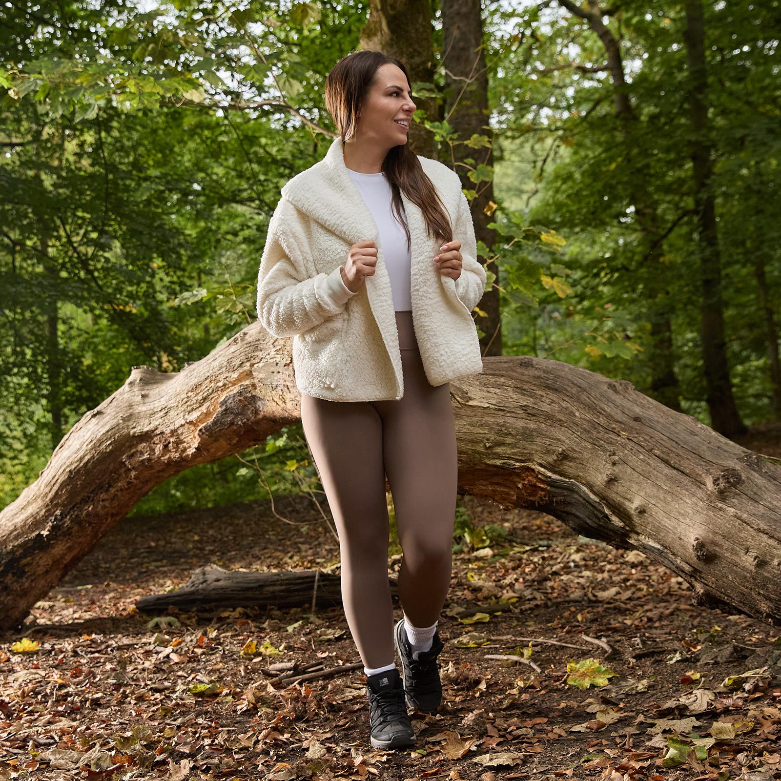 OHS Waterfall Short Cardigan Teddy Fleece Open Front Wrap Loungewear Outwear