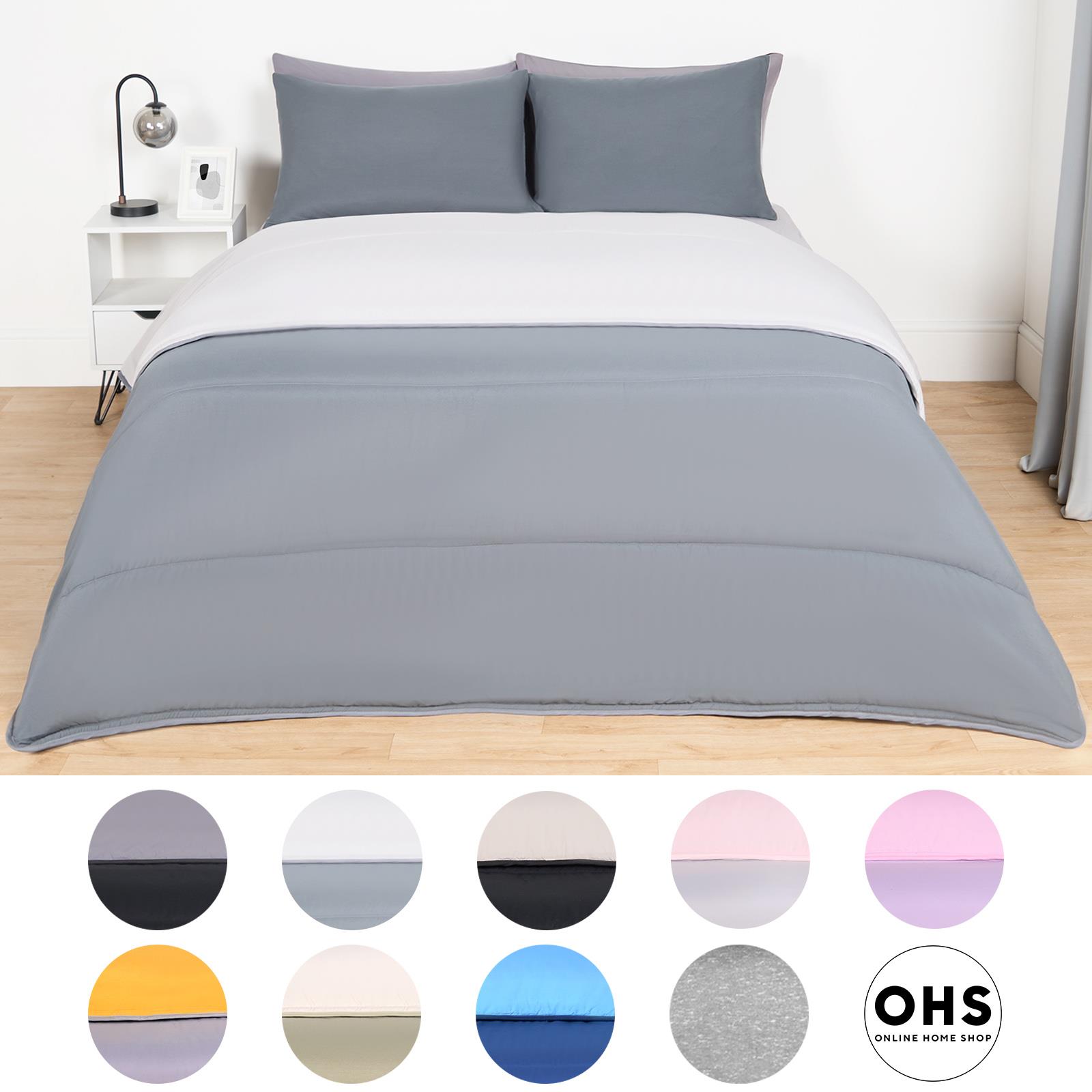 OHS Coverless Duvet & Pillowcase 10.5 Tog Bedding Set Easy Care Reversible