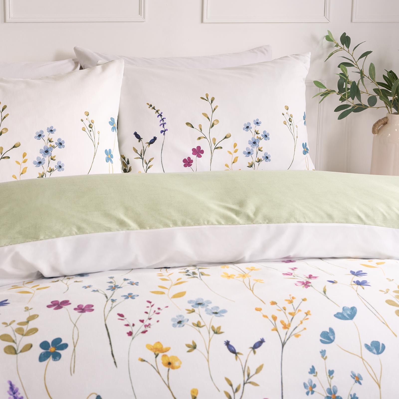 OHS Floral Border Bedding Set Microfibre Duvet Cover with Pillowcase
