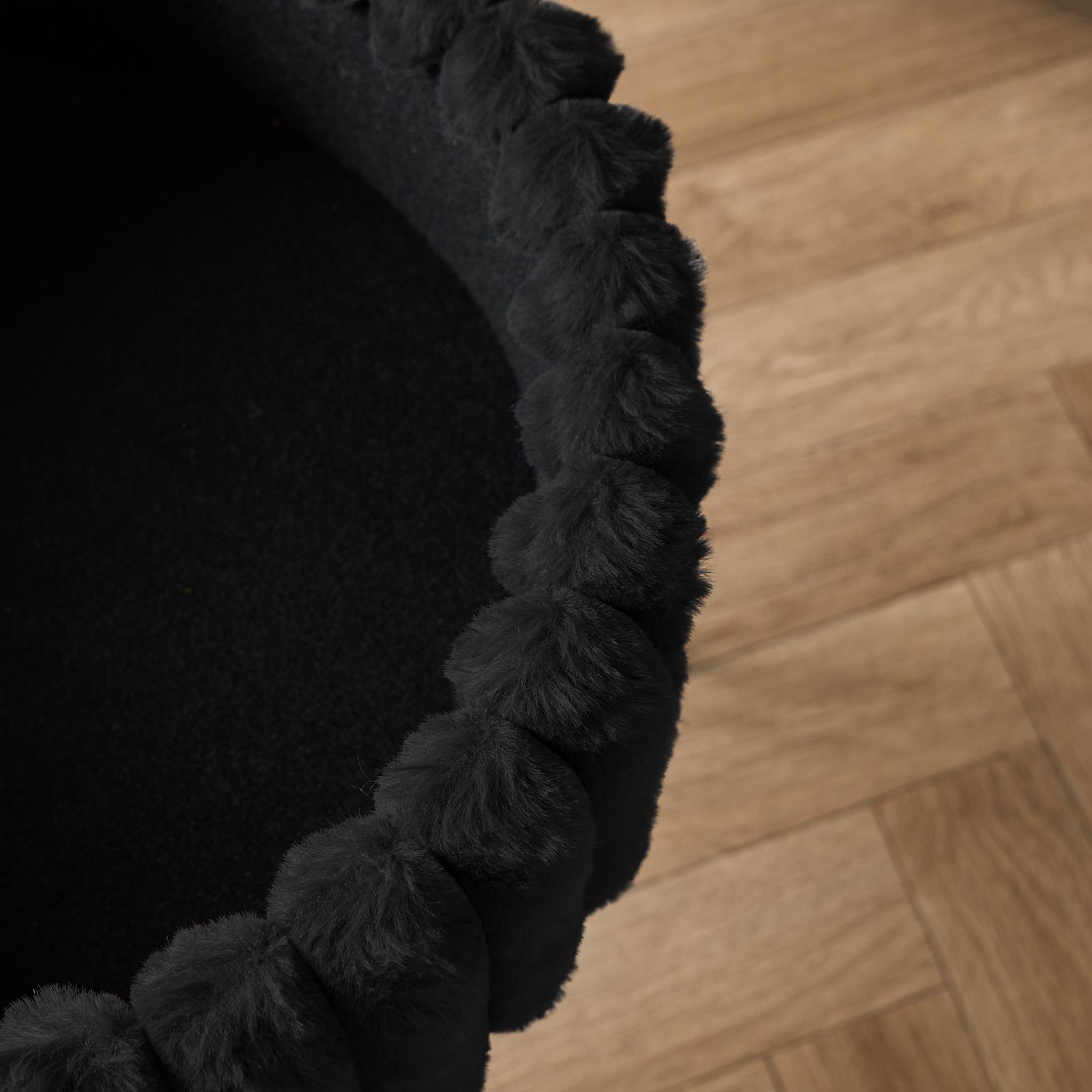 OHS Faux Fur Stool Hairpin Ribbed Fleece Round Vanity Seat Foot Rest Chair