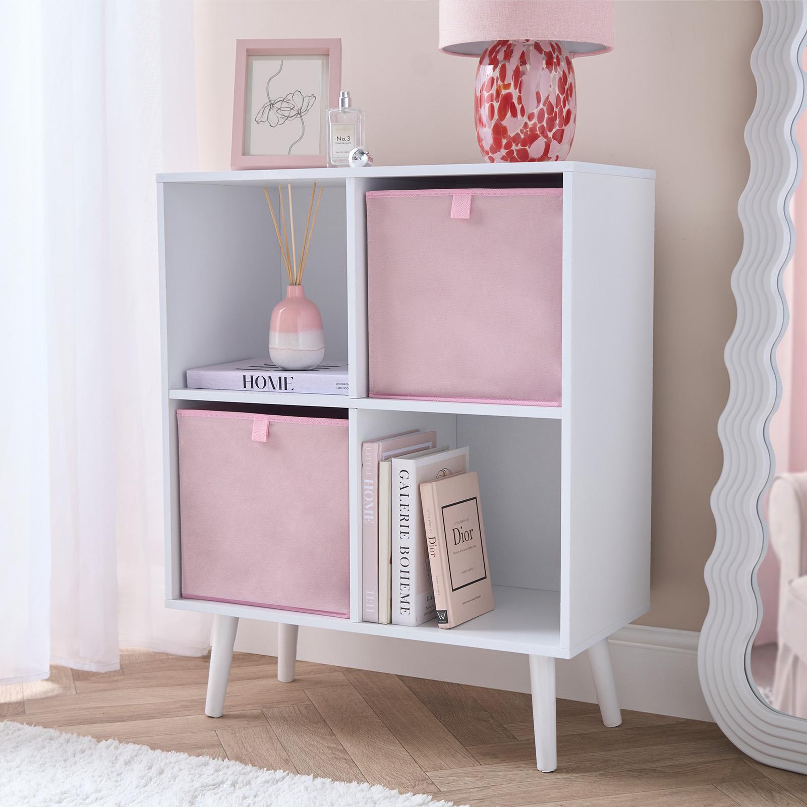 OHS Multi Pack of Matte Velvet Storage Boxes Stylish Foldable Set Square Cube