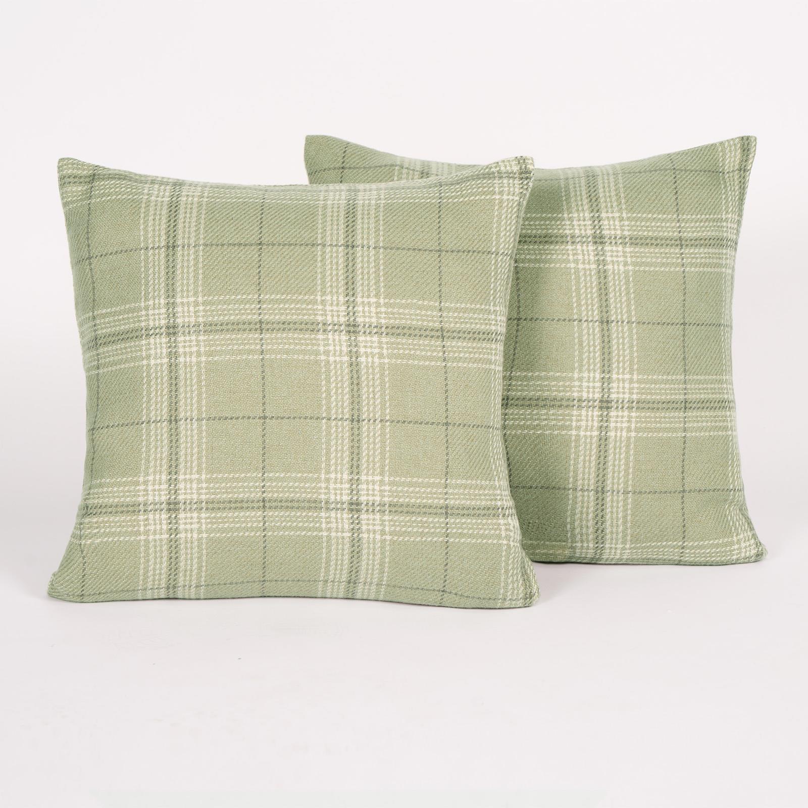 OHS Woven Check Cushion Covers 2 Pack Cases Luxury Home Decor