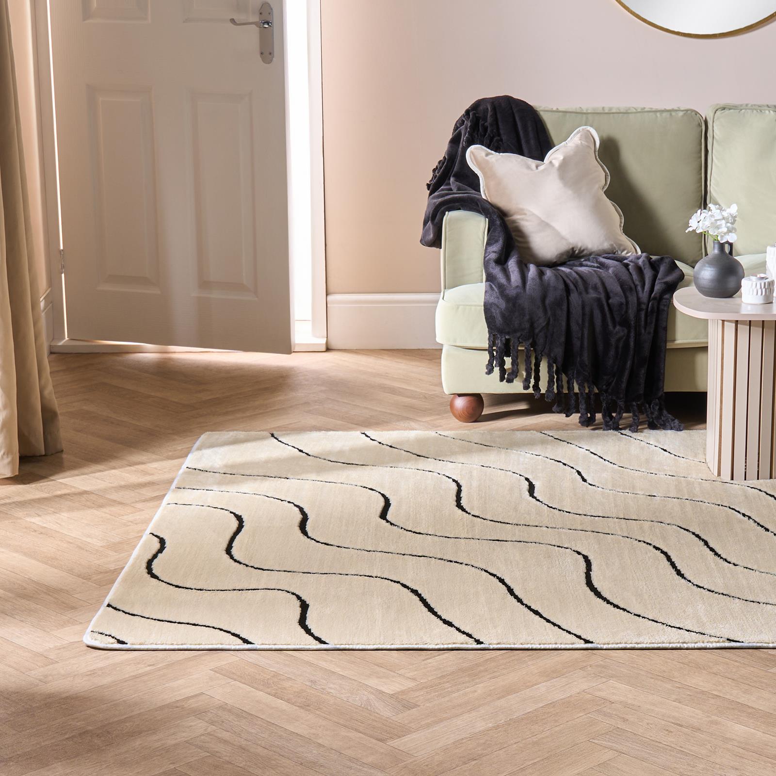 OHS Tufted Contour Rug Non Slip Soft Modern Carpet Living Room Bedroom