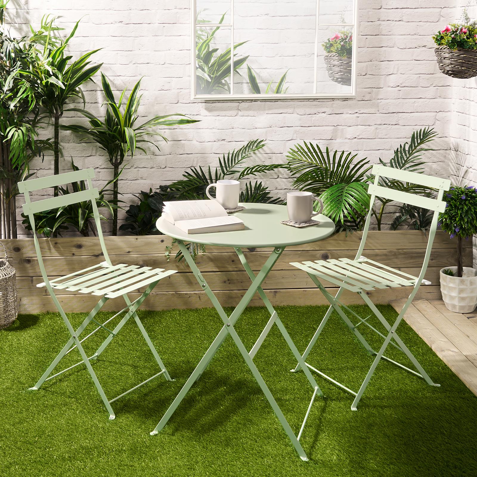 Outdoor Garden Furniture Patio Balcony Bistro Set Metal Table Chair Folding 3 PC - Picture 16 of 31
