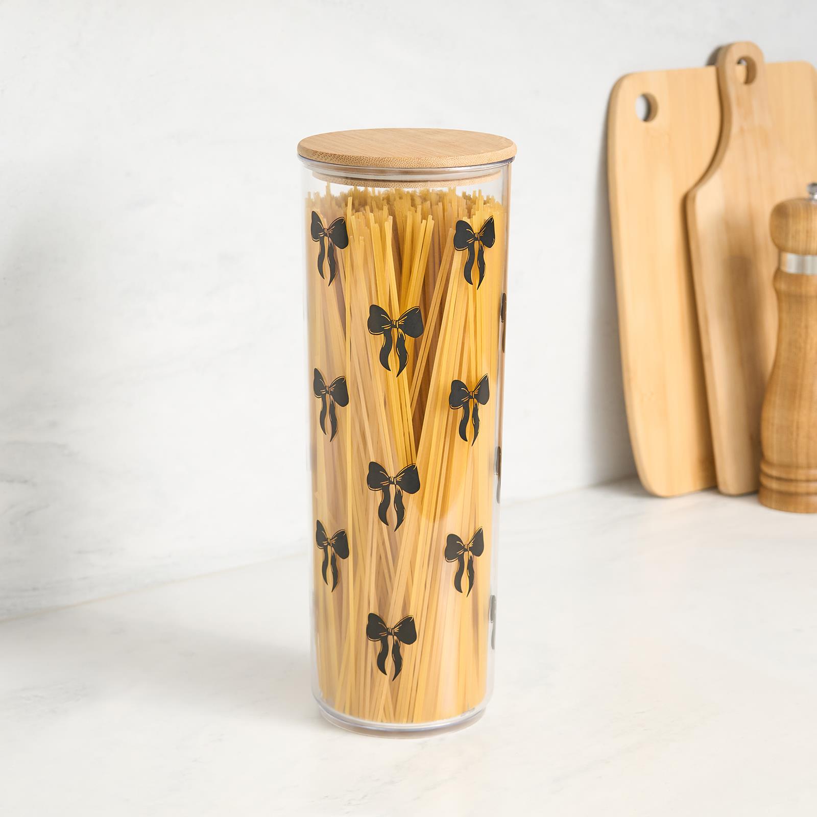 OHS Bows Food Container Airtight Bamboo Lid BPA-Free Plastic Kitchen Storage Jar