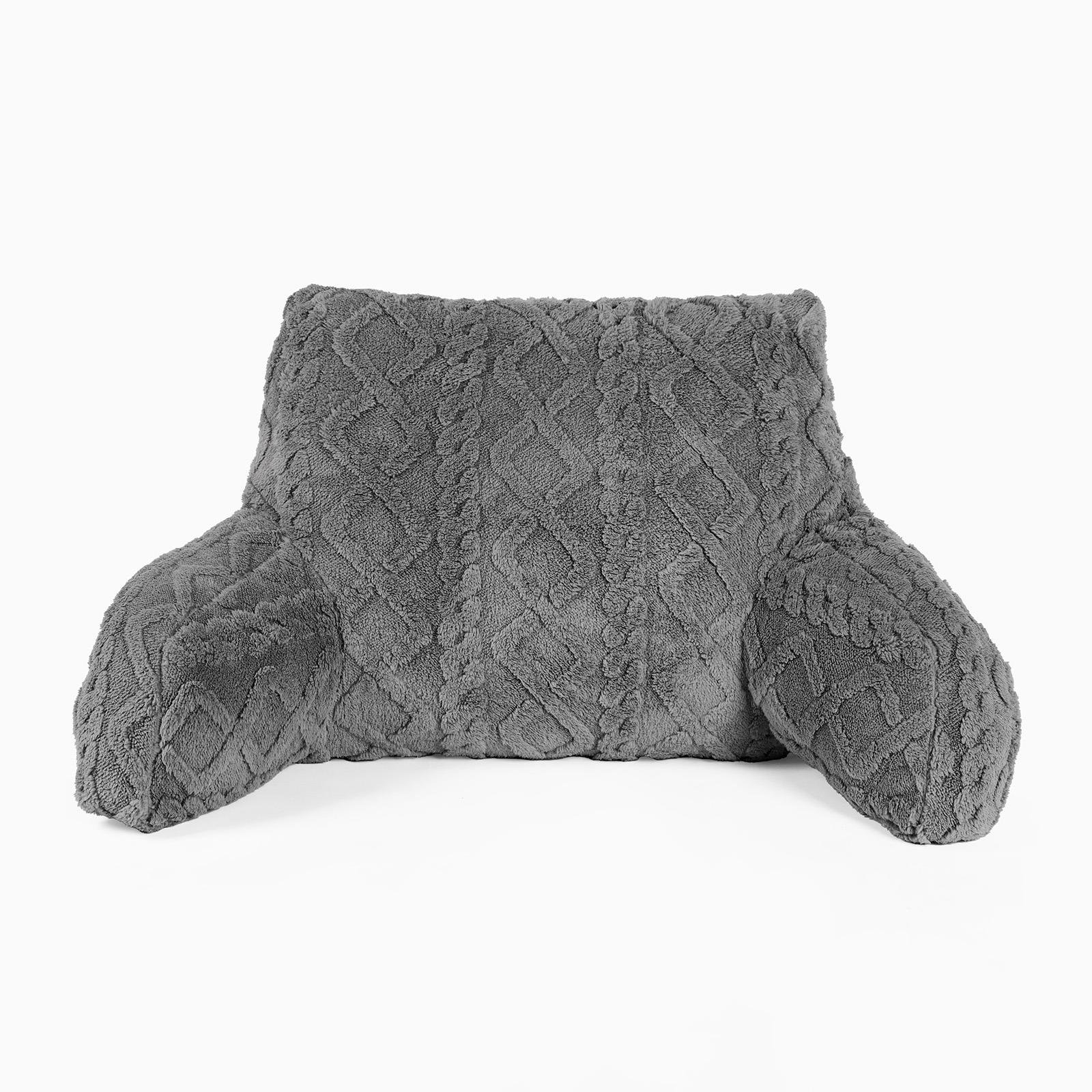 OHS Cable Knit Bolster Cuddle Cushion Fleece Back Support Filled Reading Pillow