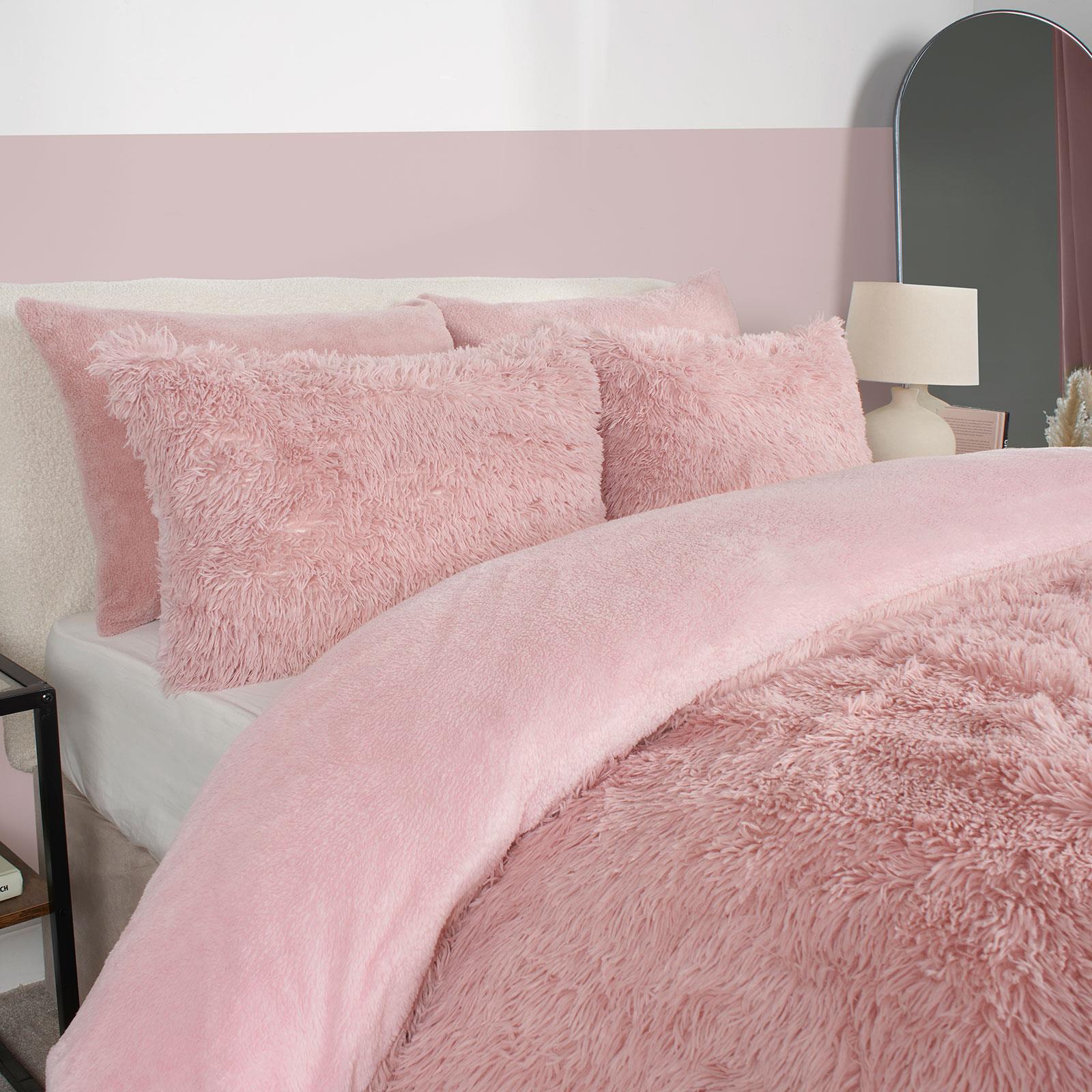 OHS Teddy Bedding Set Soft Fleece Faux Fur Fluffy Cosy Warm Duvet Cover
